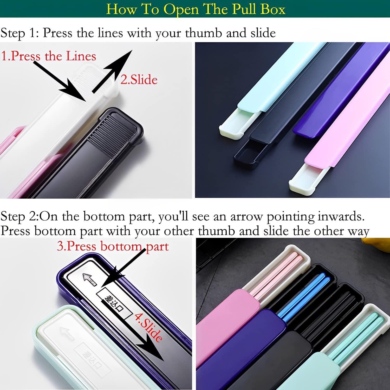 Palillos Reutilizables de Acero Inoxidable GTIEDIK 23cm Negro Azul