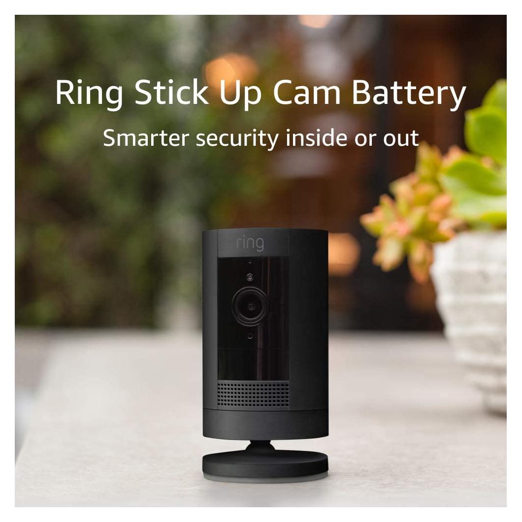 Like-New Ring Stick Up Cam Battery HD security camera with custom privacy controls, Simple setup, Works with Alexa - Black