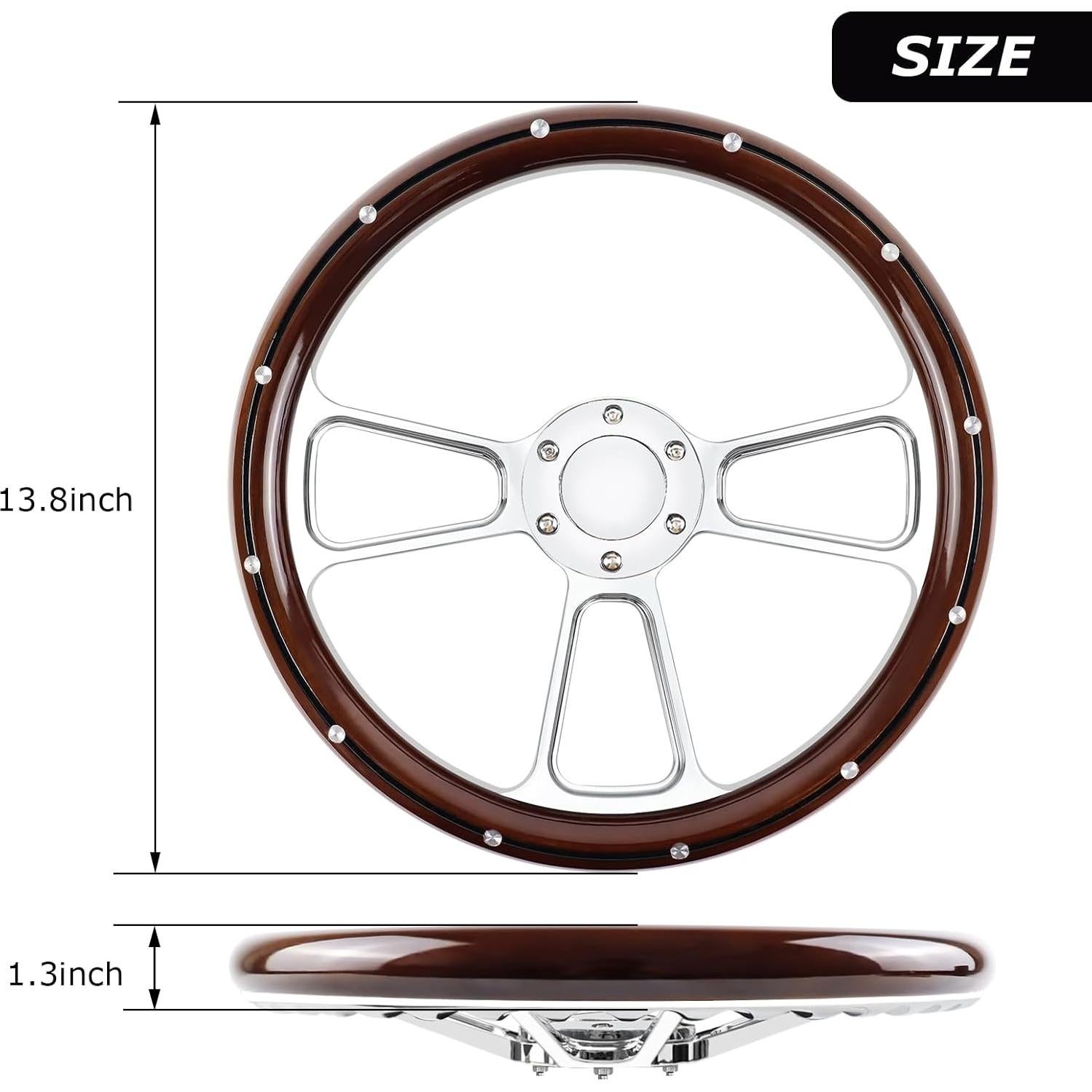 Volante de Carreras QYMOPAY 35.56 cm Universal con Claxon