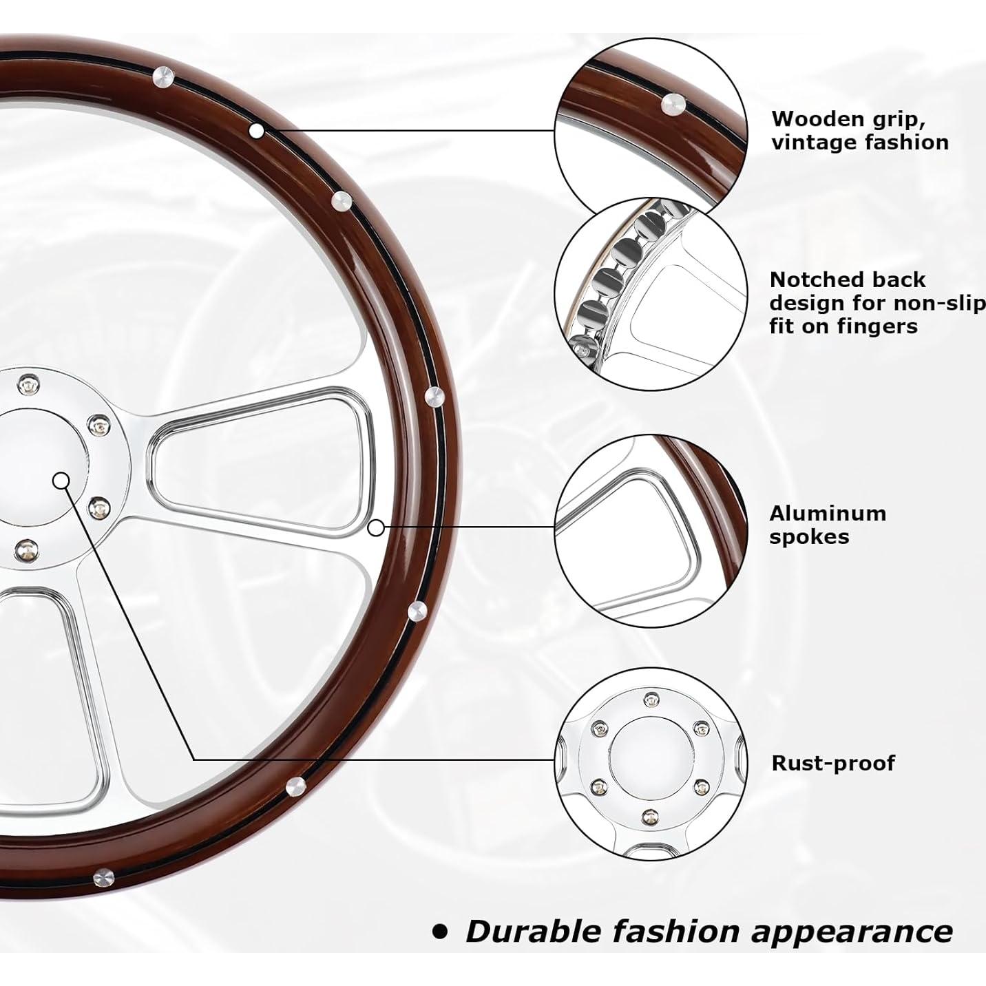 Volante de Carreras QYMOPAY 35.56 cm Universal con Claxon