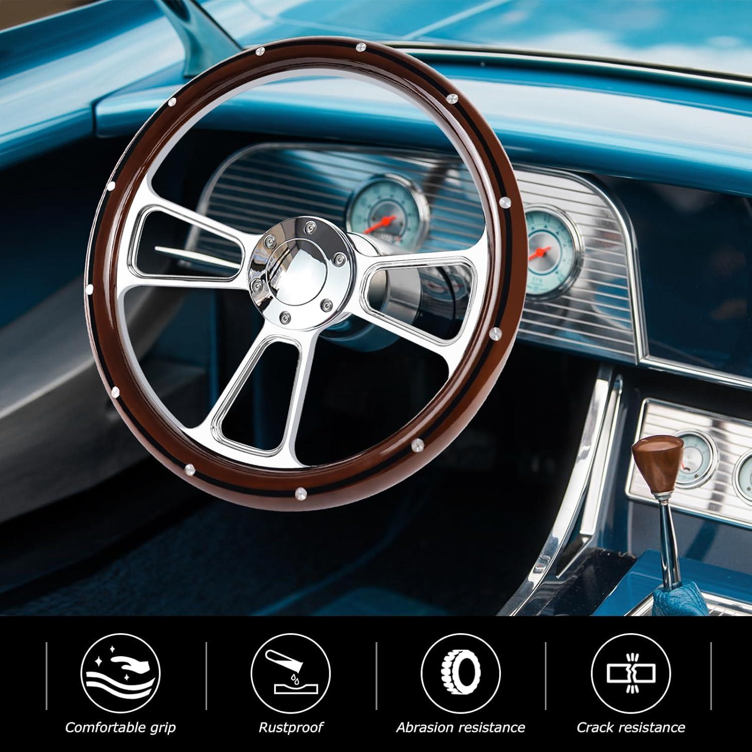 Volante de Carreras QYMOPAY 35.56 cm Universal con Claxon