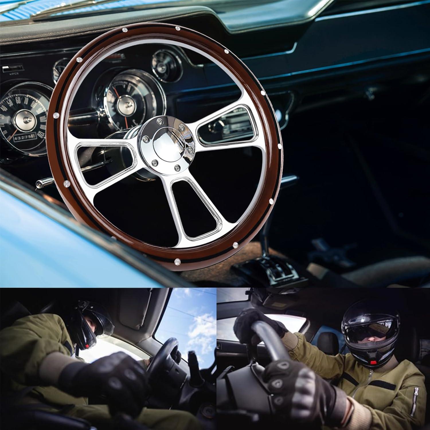 Volante de Carreras QYMOPAY 35.56 cm Universal con Claxon