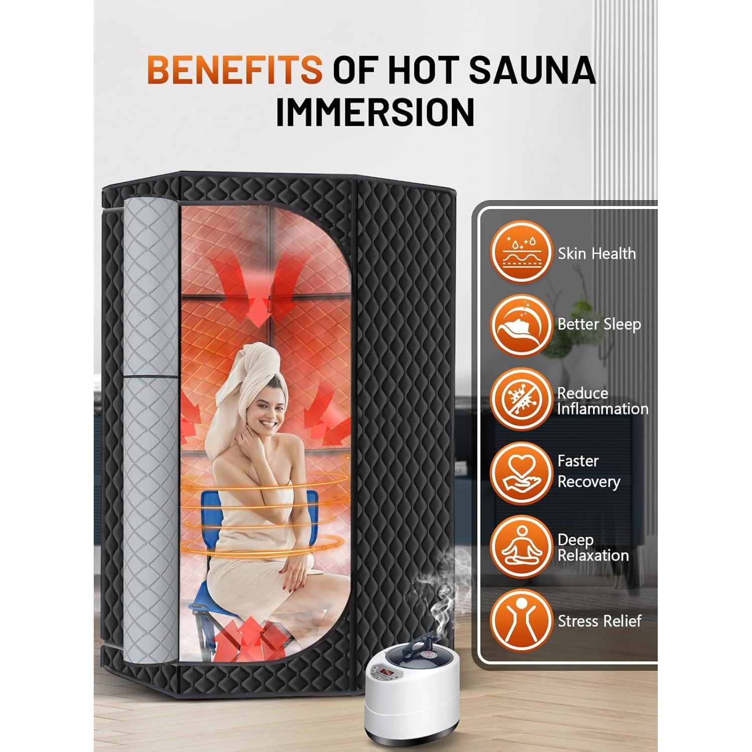 Sauna de Vapor Portátil RELEXNOW 3L 1500W con Silla