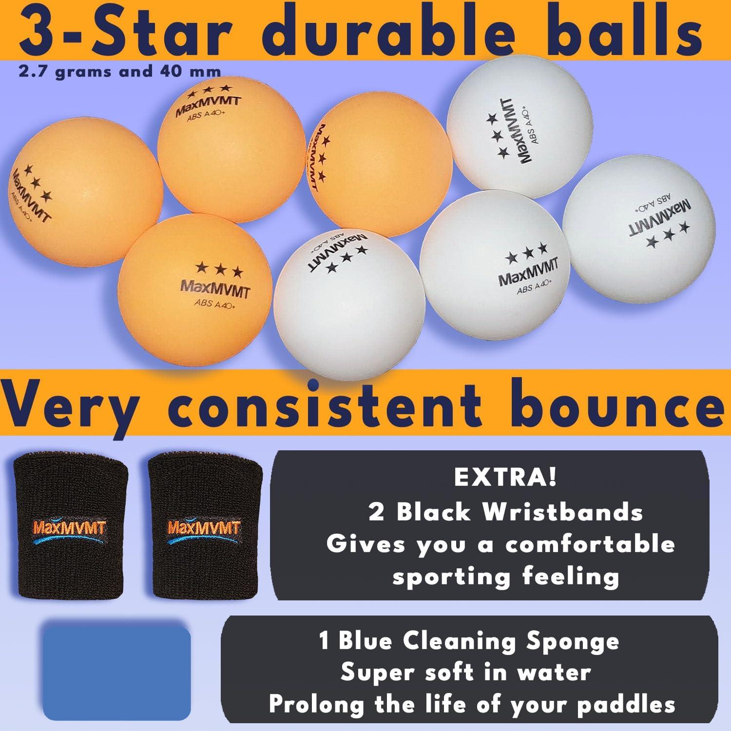 Juego de Palas de Ping Pong MaxMVMT M7 - 4 Palas y 8 Pelotas