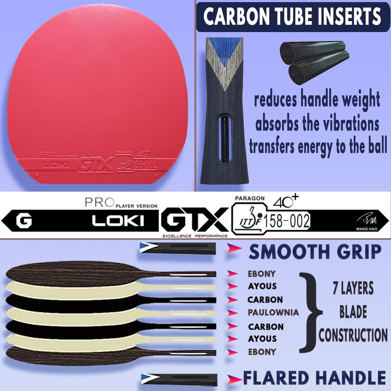 Juego de Palas de Ping Pong MaxMVMT M7 - 4 Palas y 8 Pelotas