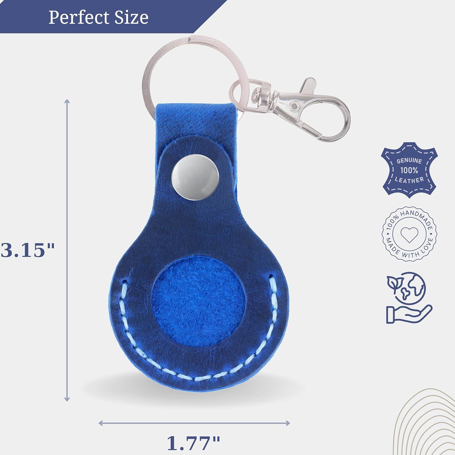 Funda de Cuero Toprank para Apple AirTag - Azul, Hecha a Mano