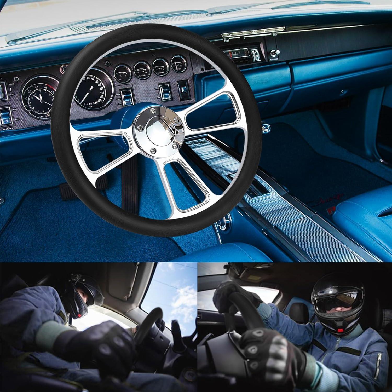 Volante de carreras QYMOPAY 35,56 cm cuero 5 agujeros