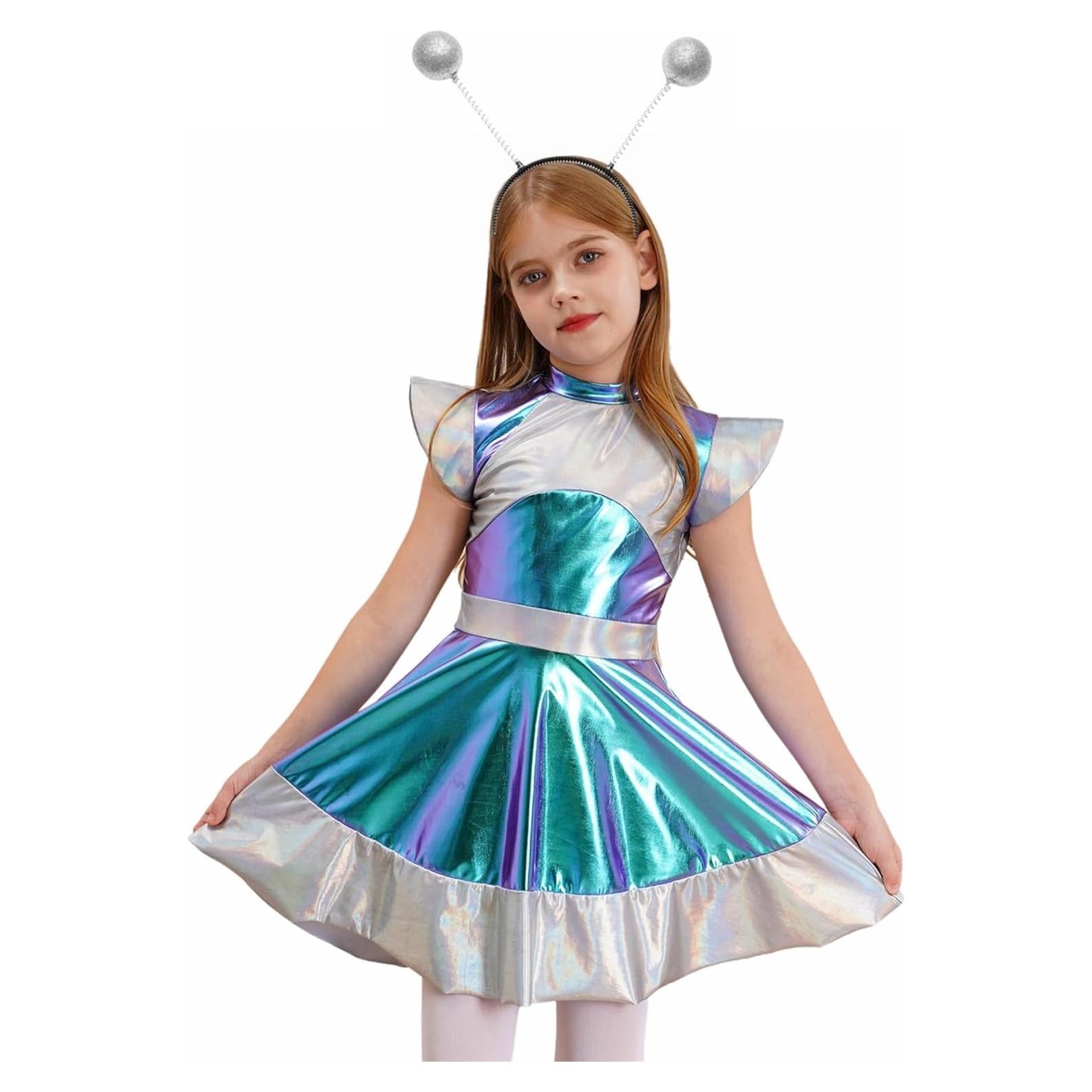 Disfraz de Alienígena para Niñas Jugaoge - Vestido Plata 6 Años
