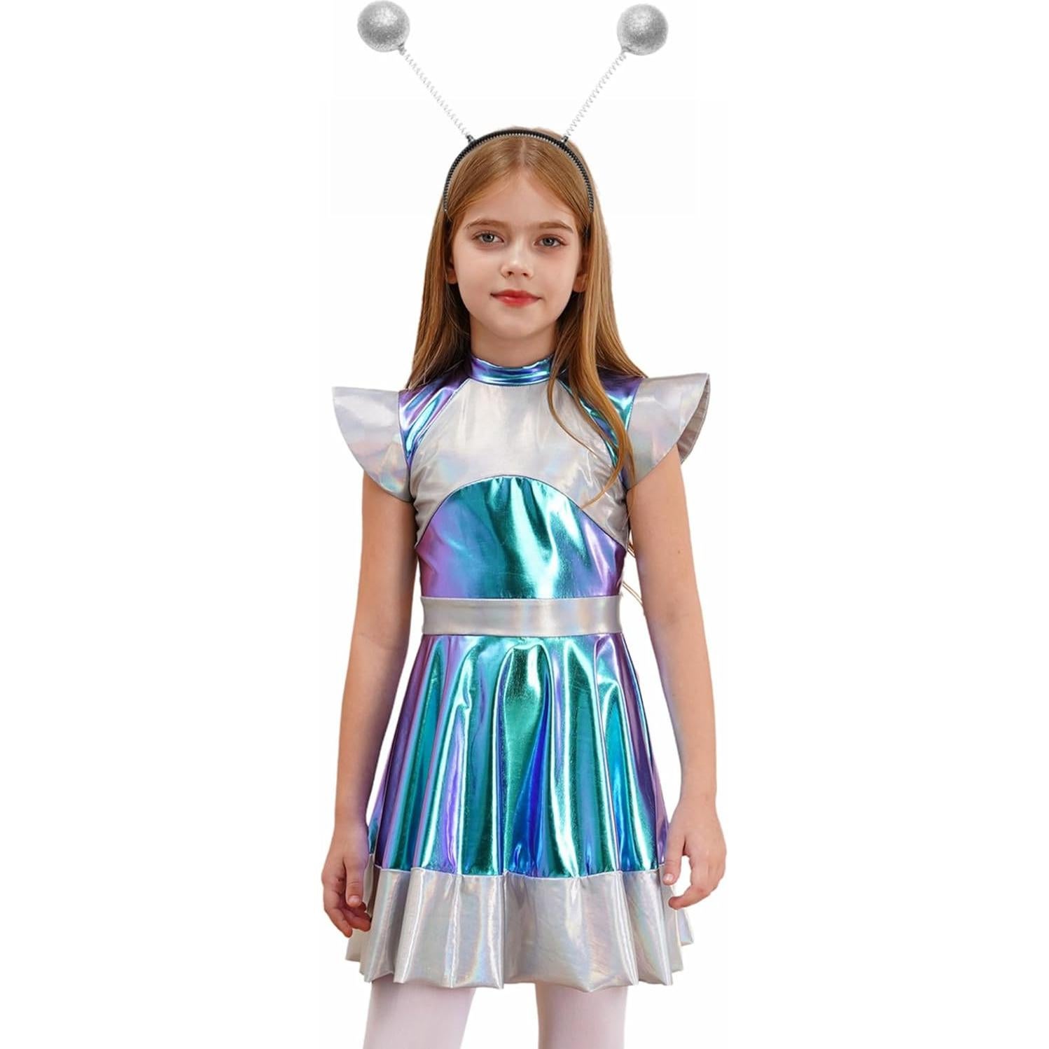 Disfraz de Alienígena para Niñas Jugaoge - Vestido Plata 6 Años