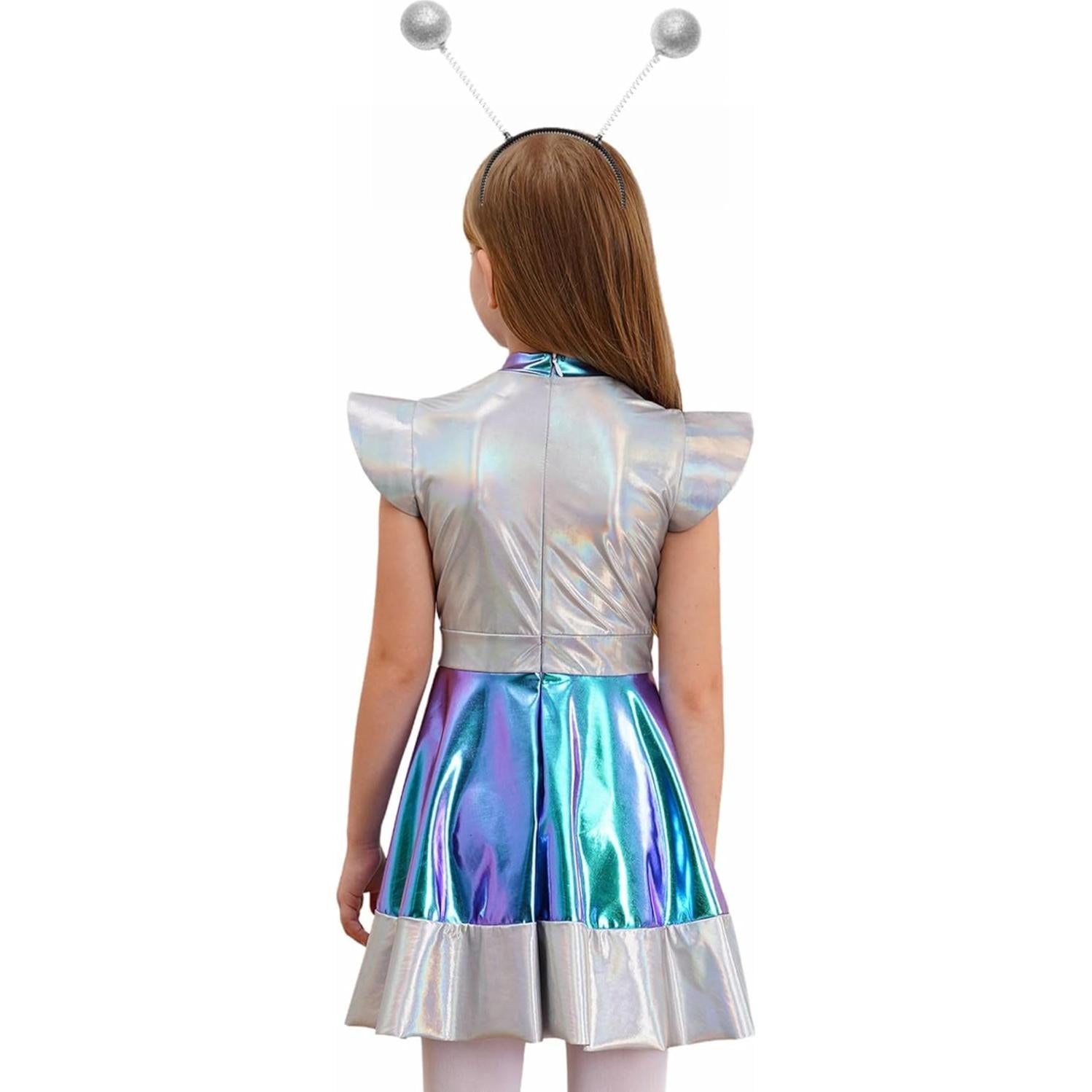 Disfraz de Alienígena para Niñas Jugaoge - Vestido Plata 6 Años