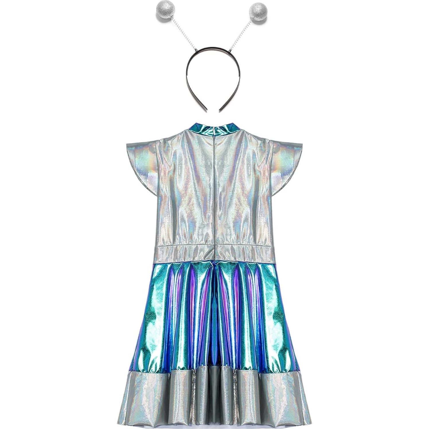 Disfraz de Alienígena para Niñas Jugaoge - Vestido Plata 6 Años