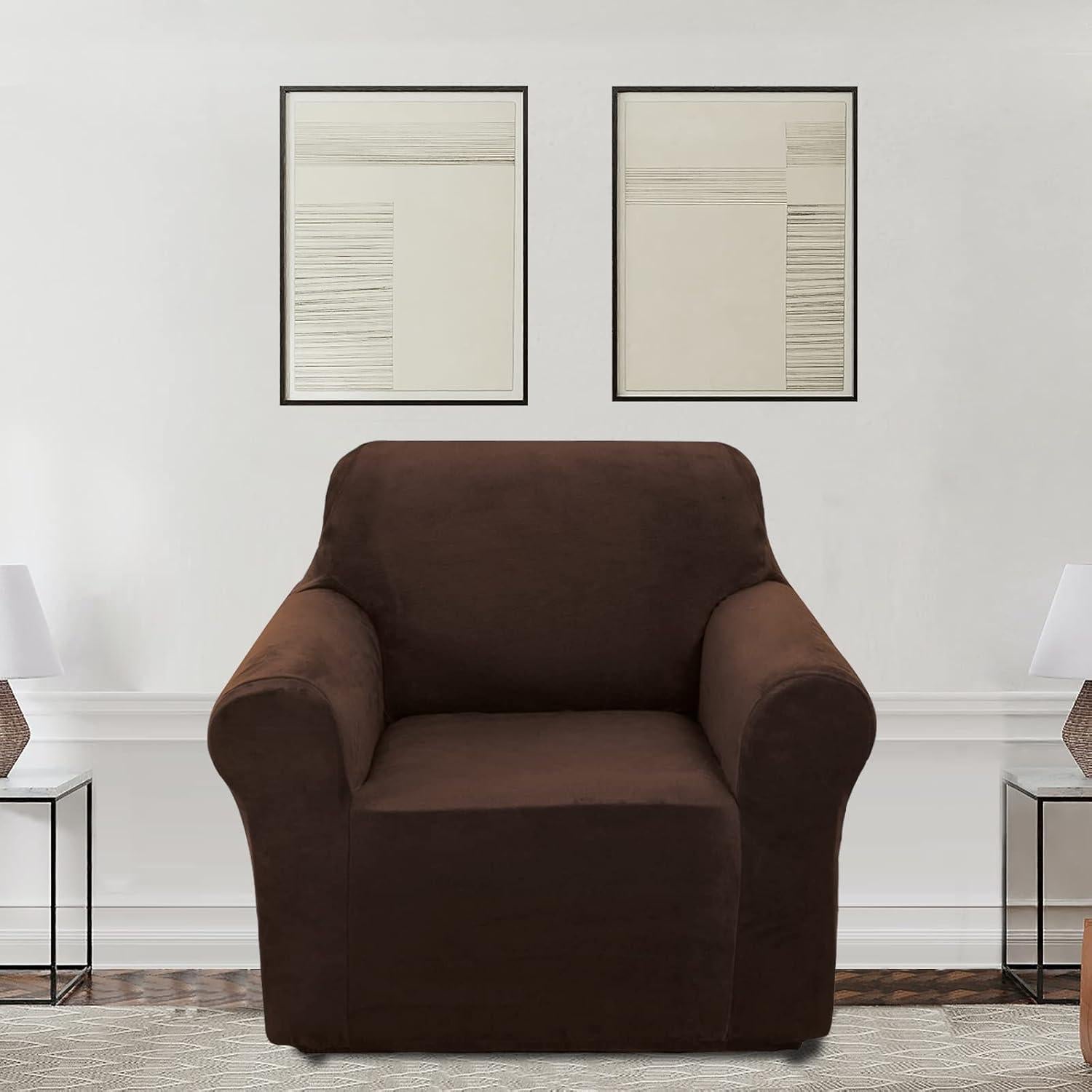 Funda de Sofá U-NICE HOME Terciopelo Chocolate para Sillón