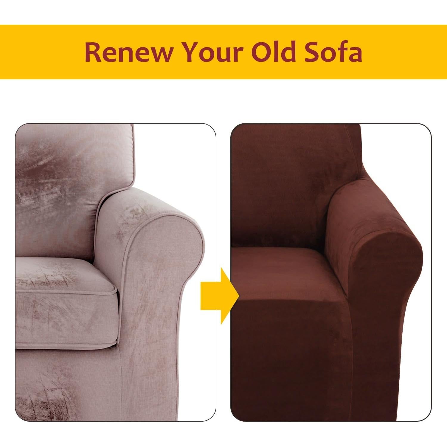 Funda de Sofá U-NICE HOME Terciopelo Chocolate para Sillón