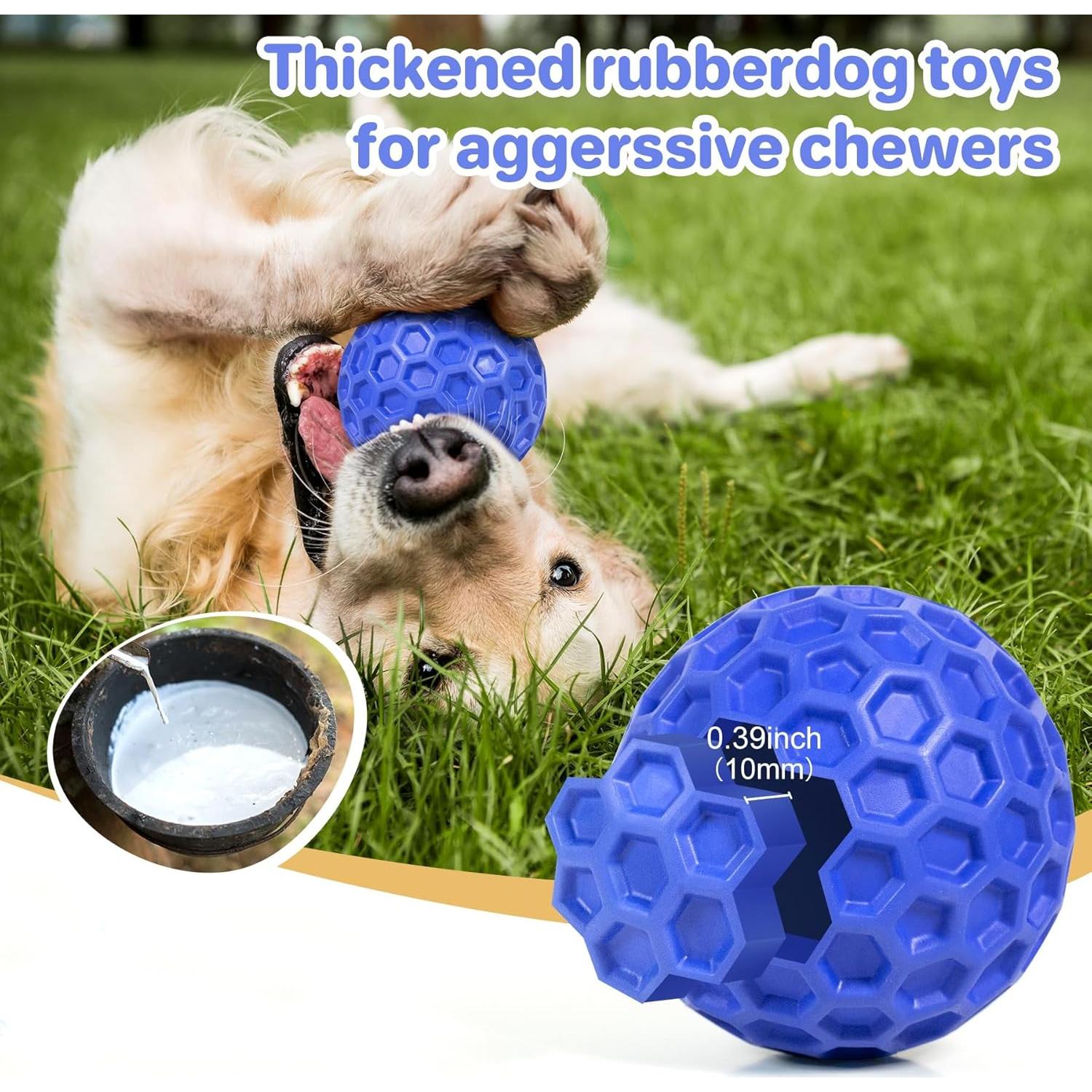 Pelota de perro indestructible DISSKNIC 8 cm azul para masticadores