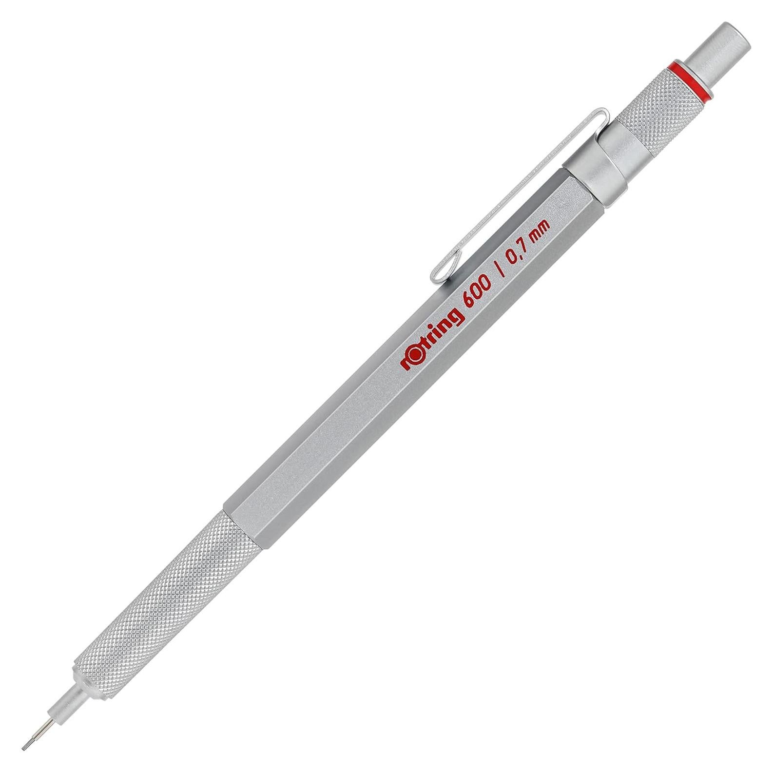 Lápiz Mecánico Rotring 600 Plata 0.7 mm Cuerpo Metálico