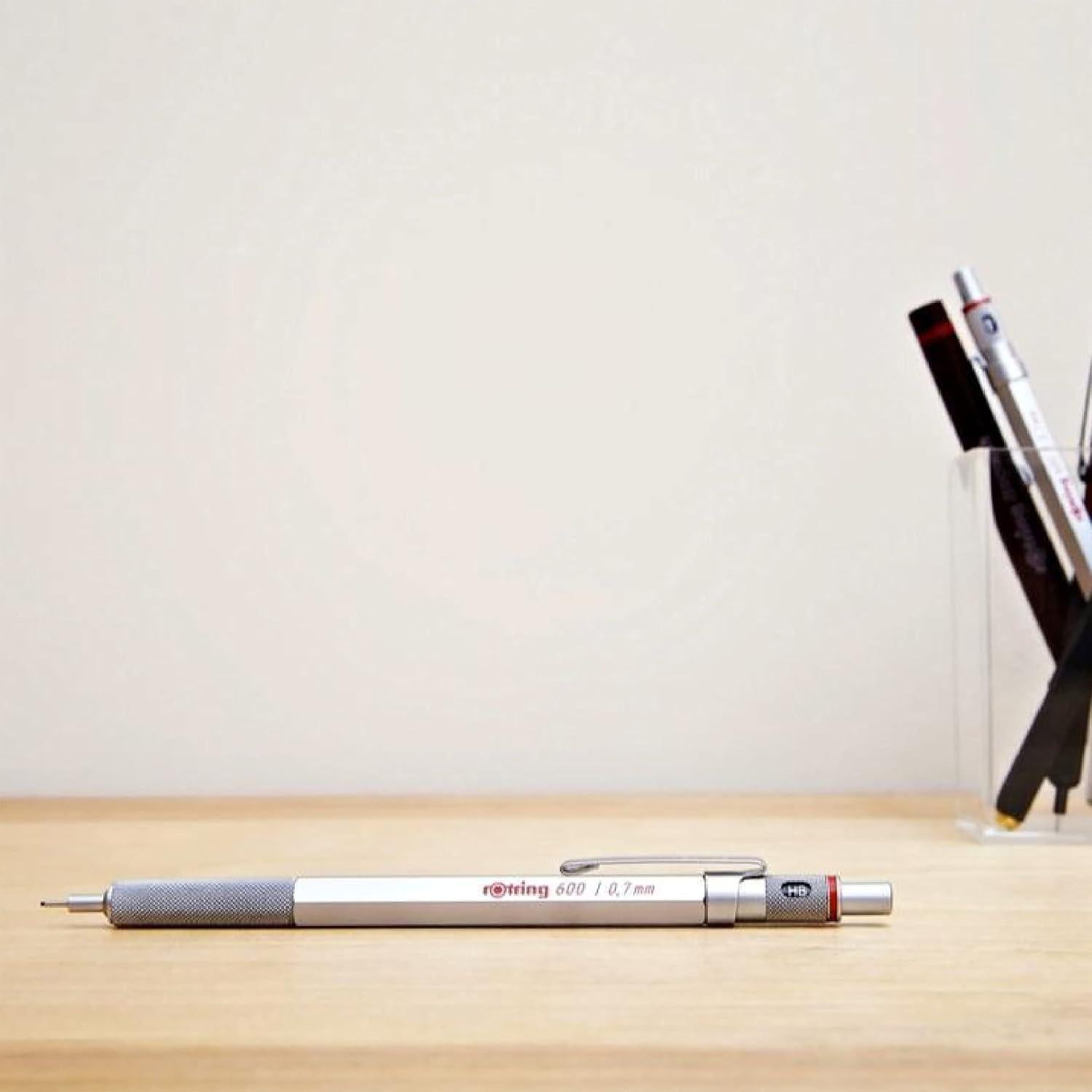 Lápiz Mecánico Rotring 600 Plata 0.7 mm Cuerpo Metálico