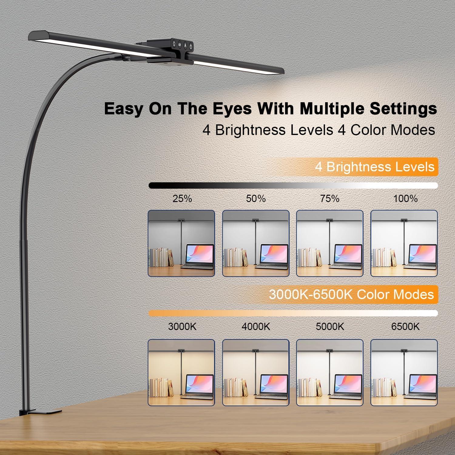 Lámpara de Escritorio EppieBasic 24W LED Doble Cabeza