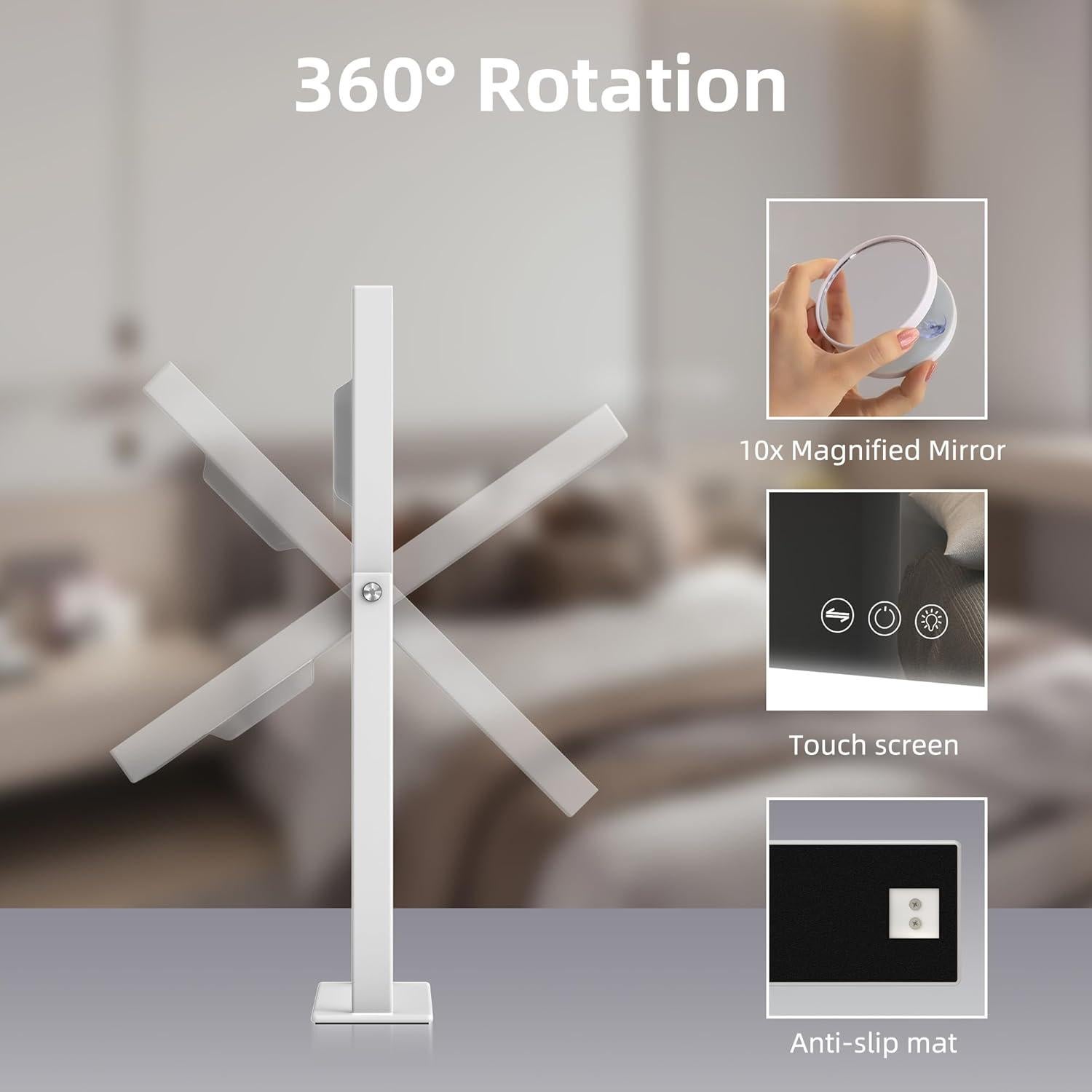 Espejo de Maquillaje VANITII Iluminado LED 30.48x22.86cm 3 Modos