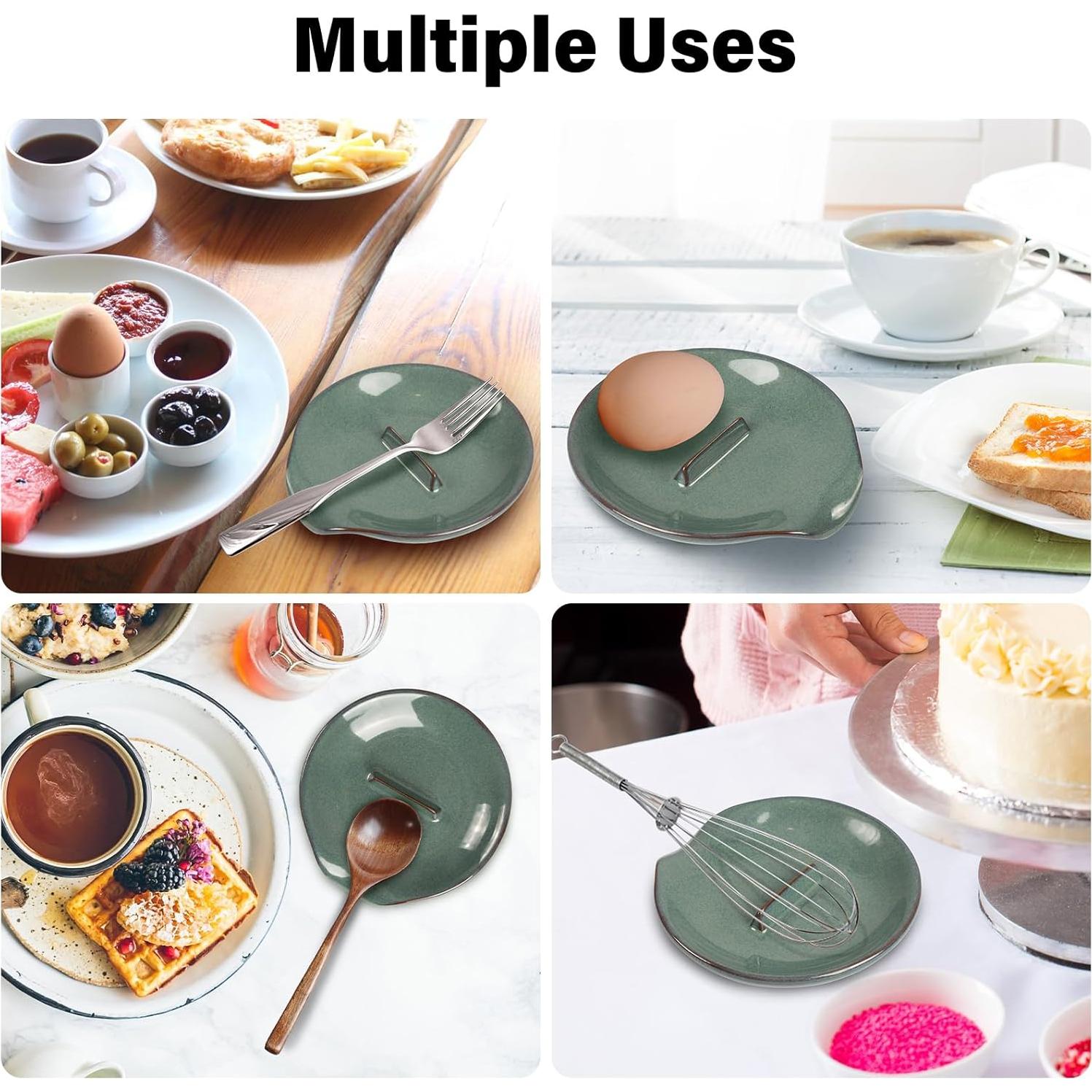 Reposacucharas de cerámica FFQ azul 10.16 cm apto lavavajillas