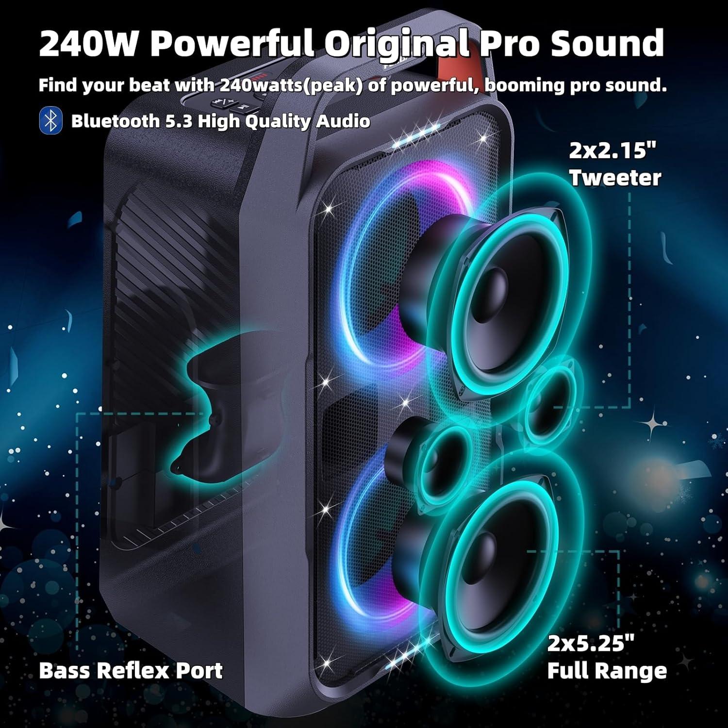 Altavoz Bluetooth Foxdawn PT300 240W con Luces LED