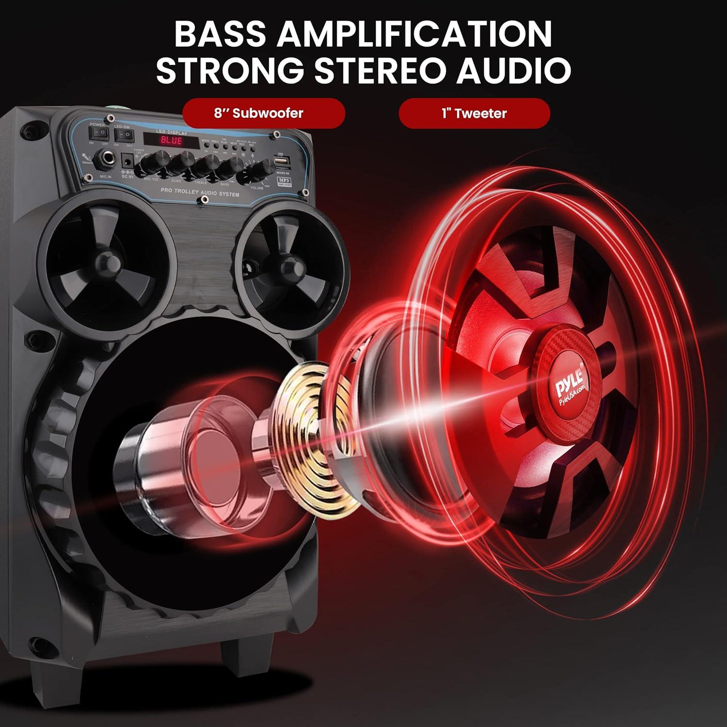 Altavoz PA Bluetooth Pyle PPHP87BTA 580W 20.32cm Karaoke