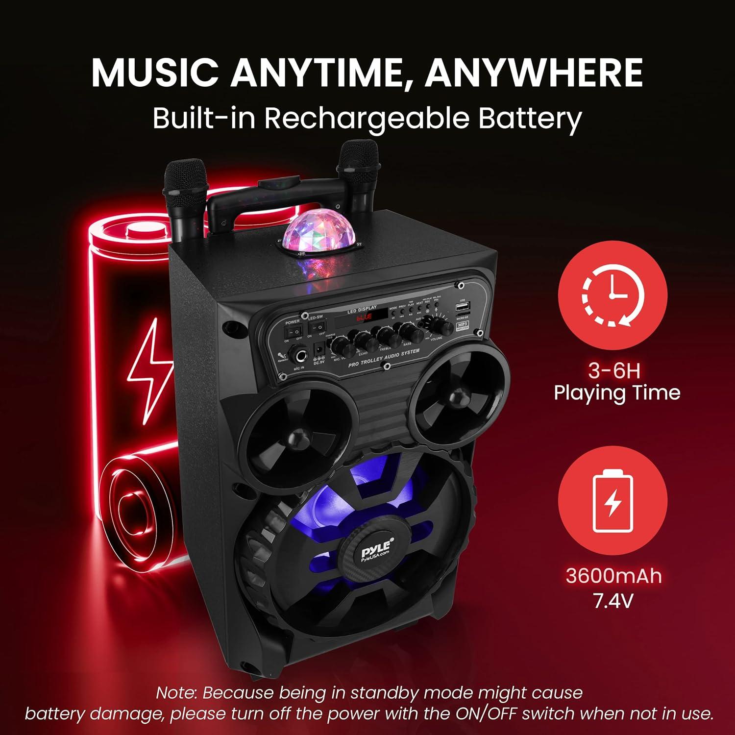 Altavoz PA Bluetooth Pyle PPHP87BTA 580W 20.32cm Karaoke