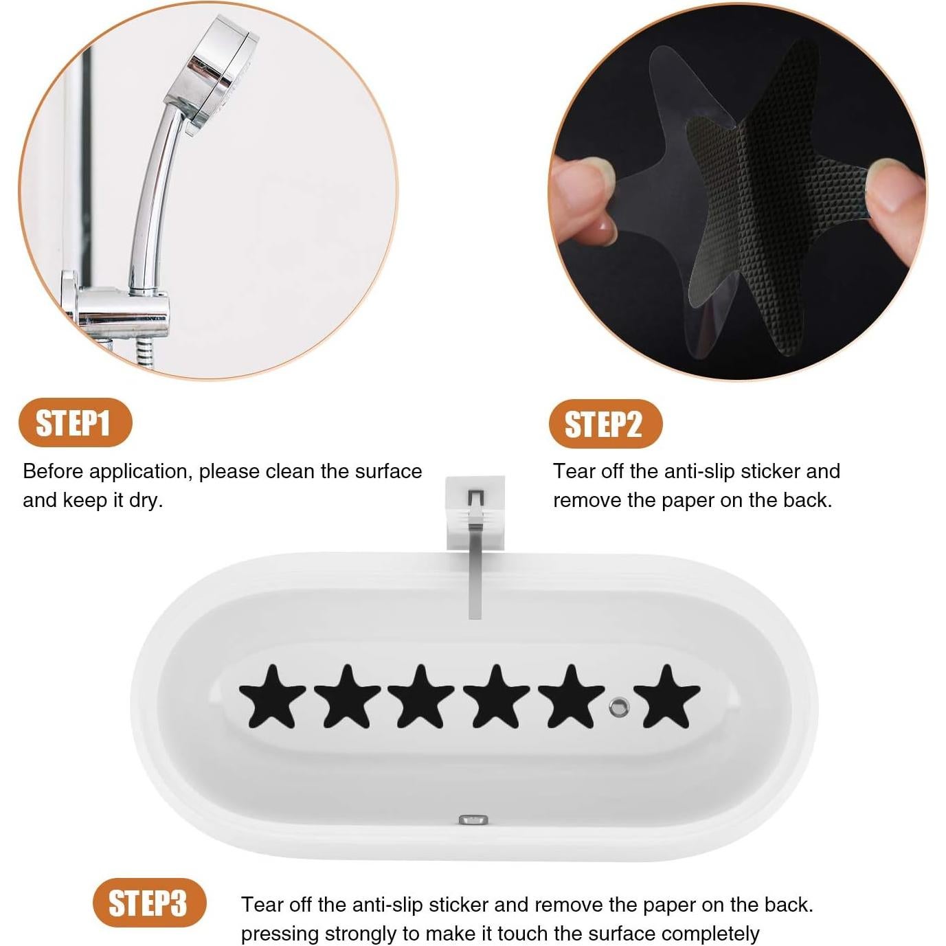 Pegatinas Antideslizantes Secopad para Ducha 24 Piezas Negras