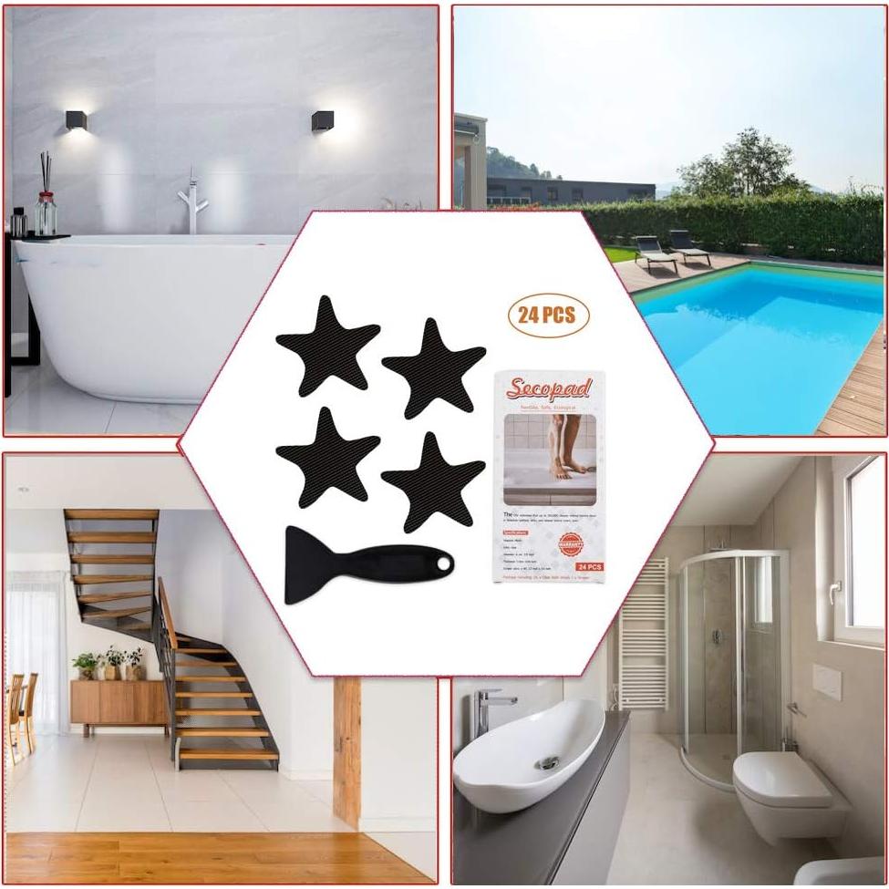 Pegatinas Antideslizantes Secopad para Ducha 24 Piezas Negras