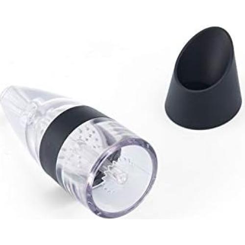 Aireador de Vino Tinto Houdini con Base Silicona 15.24 cm Negro Plata
