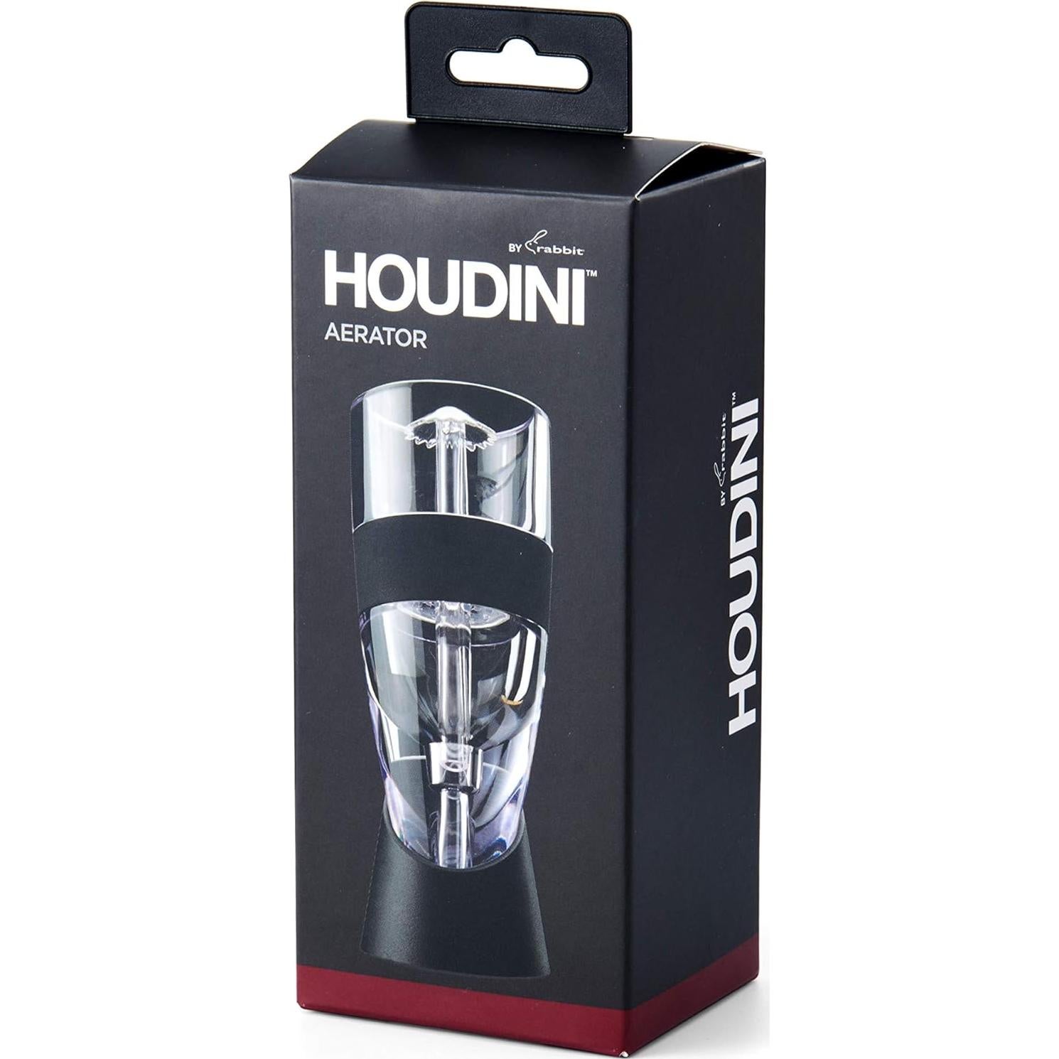 Aireador de Vino Tinto Houdini con Base Silicona 15.24 cm Negro Plata