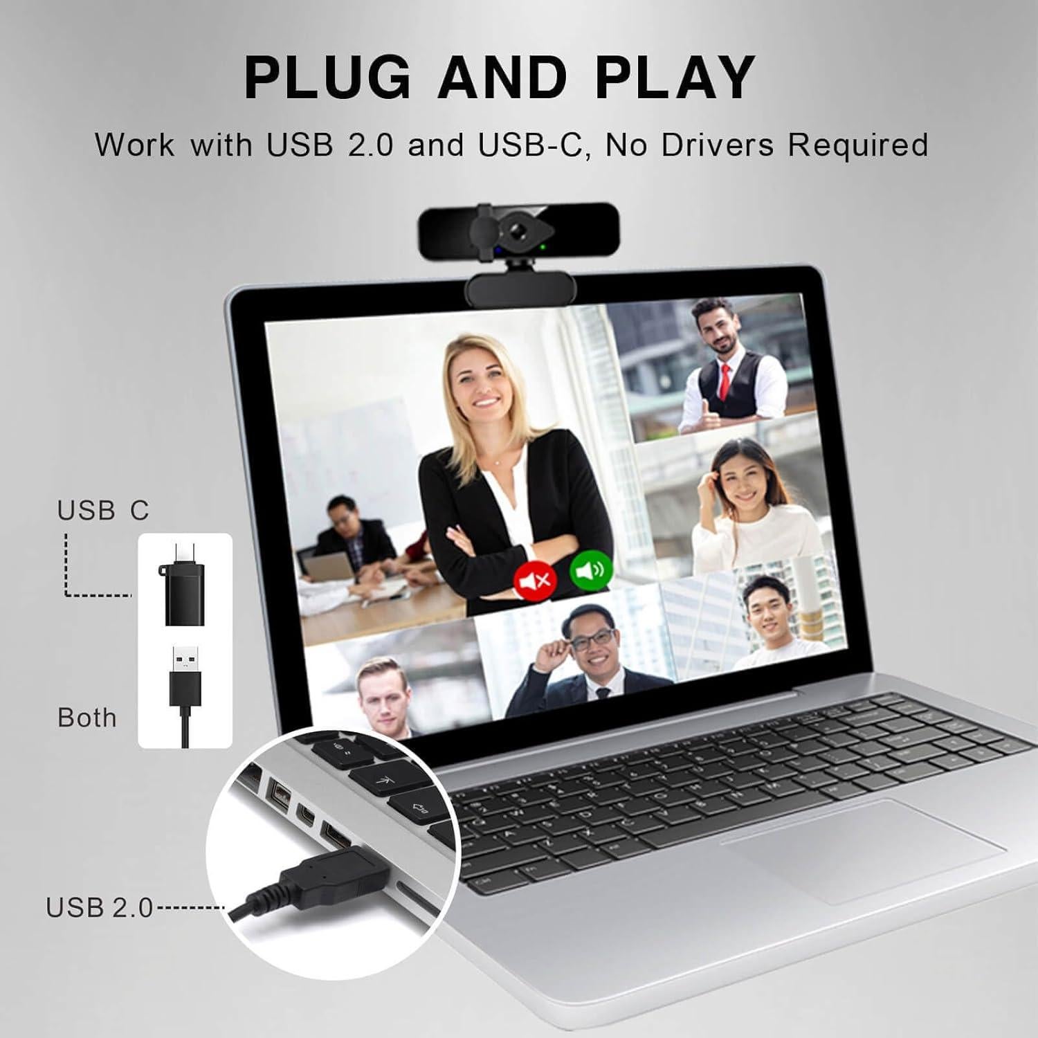 Cámara Web 2K Dobuhont D90-2K-C con Micrófono y USB-C