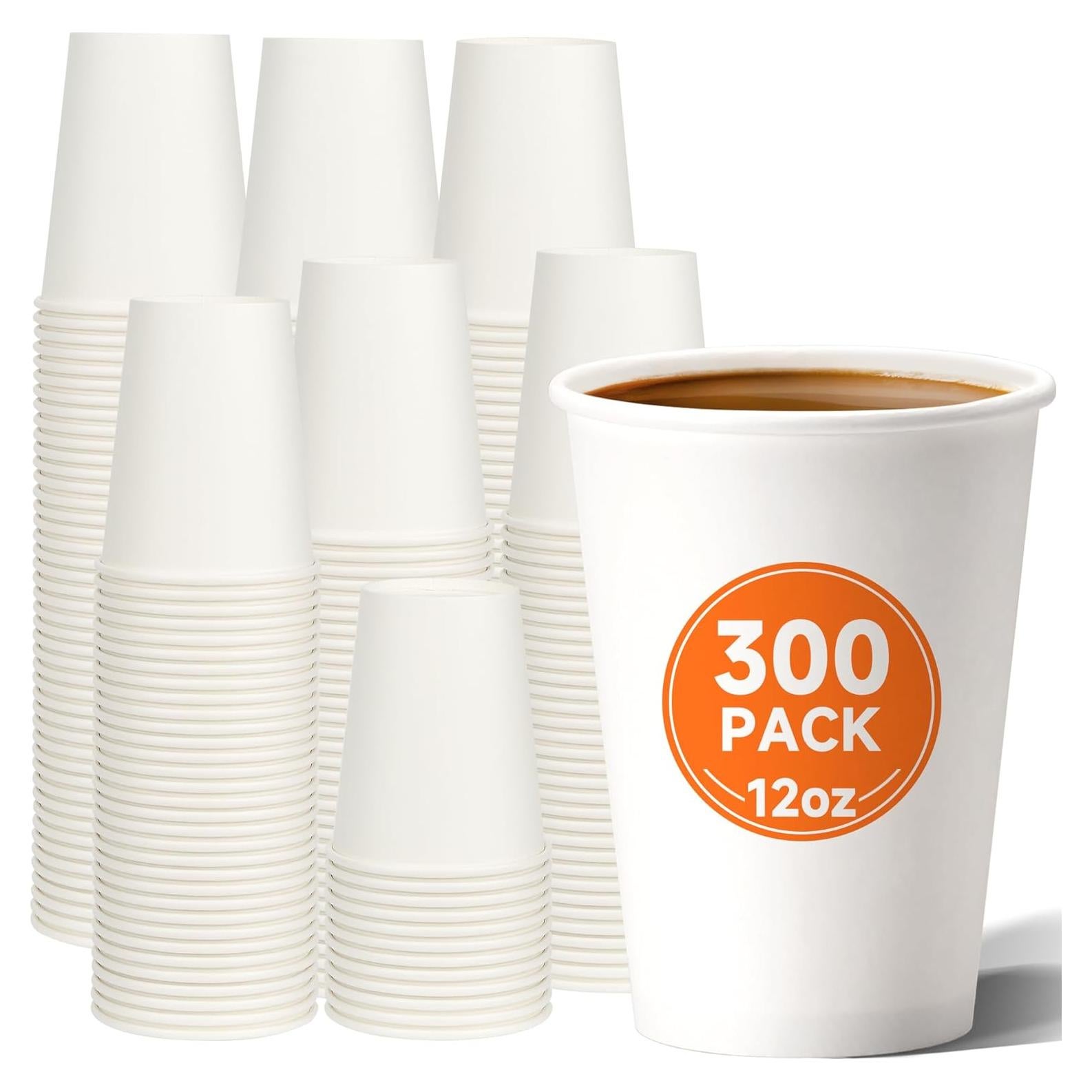 Tazas de Papel Desechables METAPRINT 12 oz - Paquete 300 Blancas