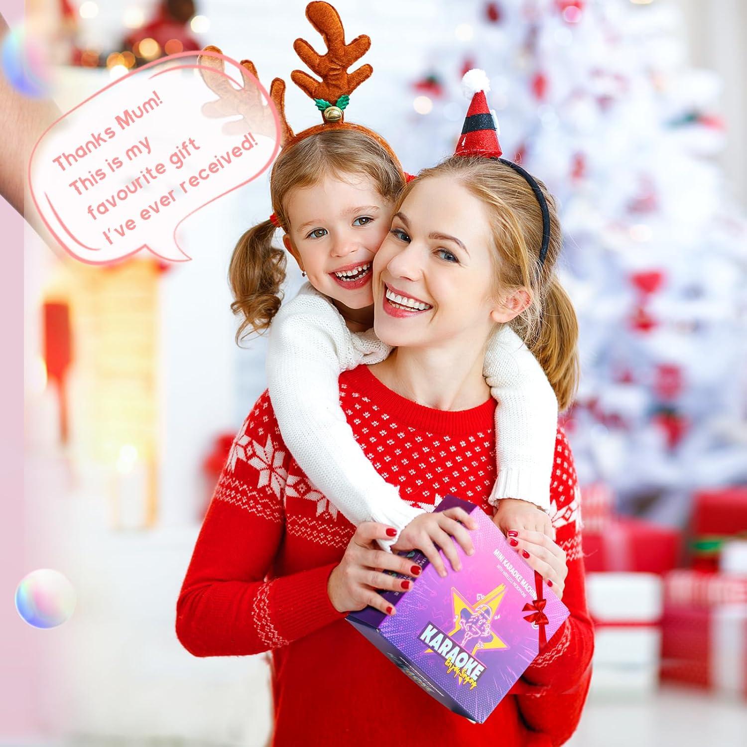 YLL Mini Máquina de Karaoke Rosa con 2 Micrófonos Inalámbricos