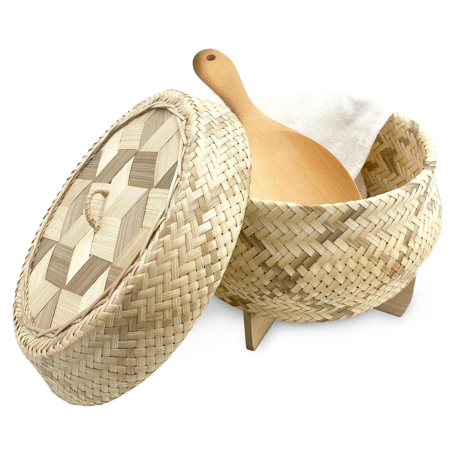 Juego de Vaporera Eléctrica de Arroz Panwa 16.5 cm Bambú Natural