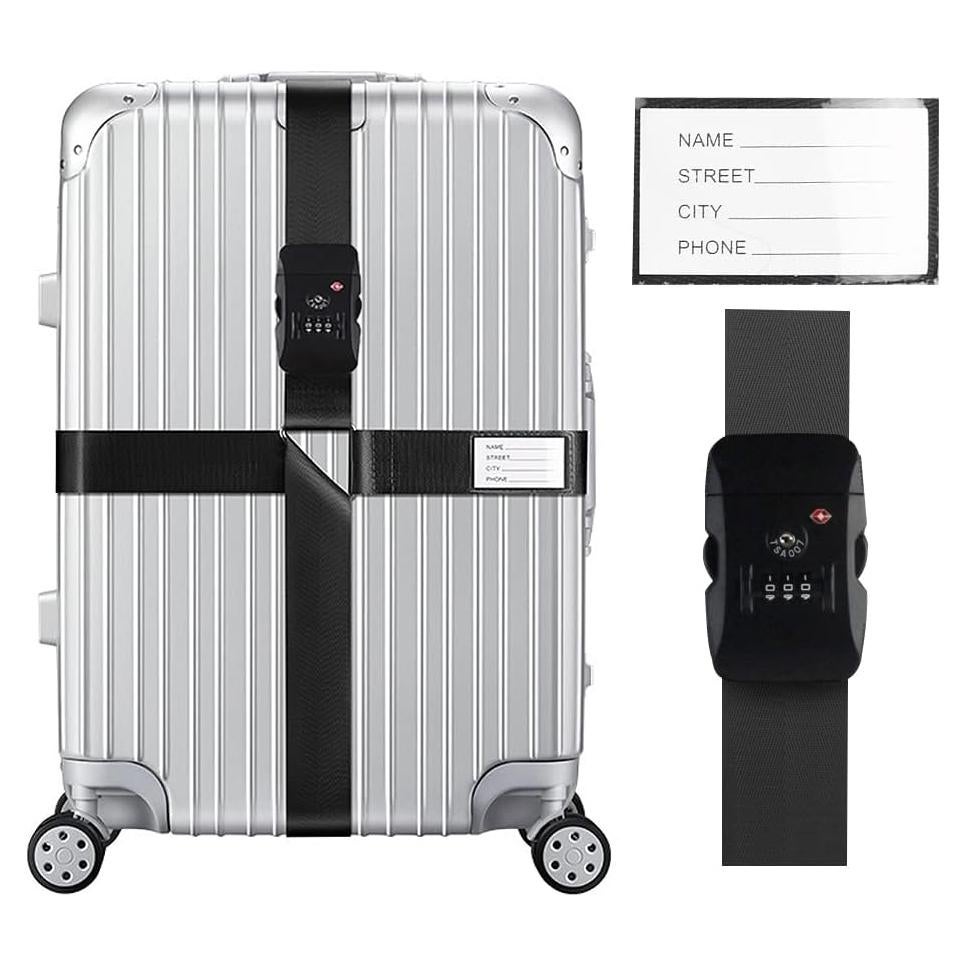 Correas de Equipaje Cruzadas Veki con Cerradura TSA 1pieza Negro