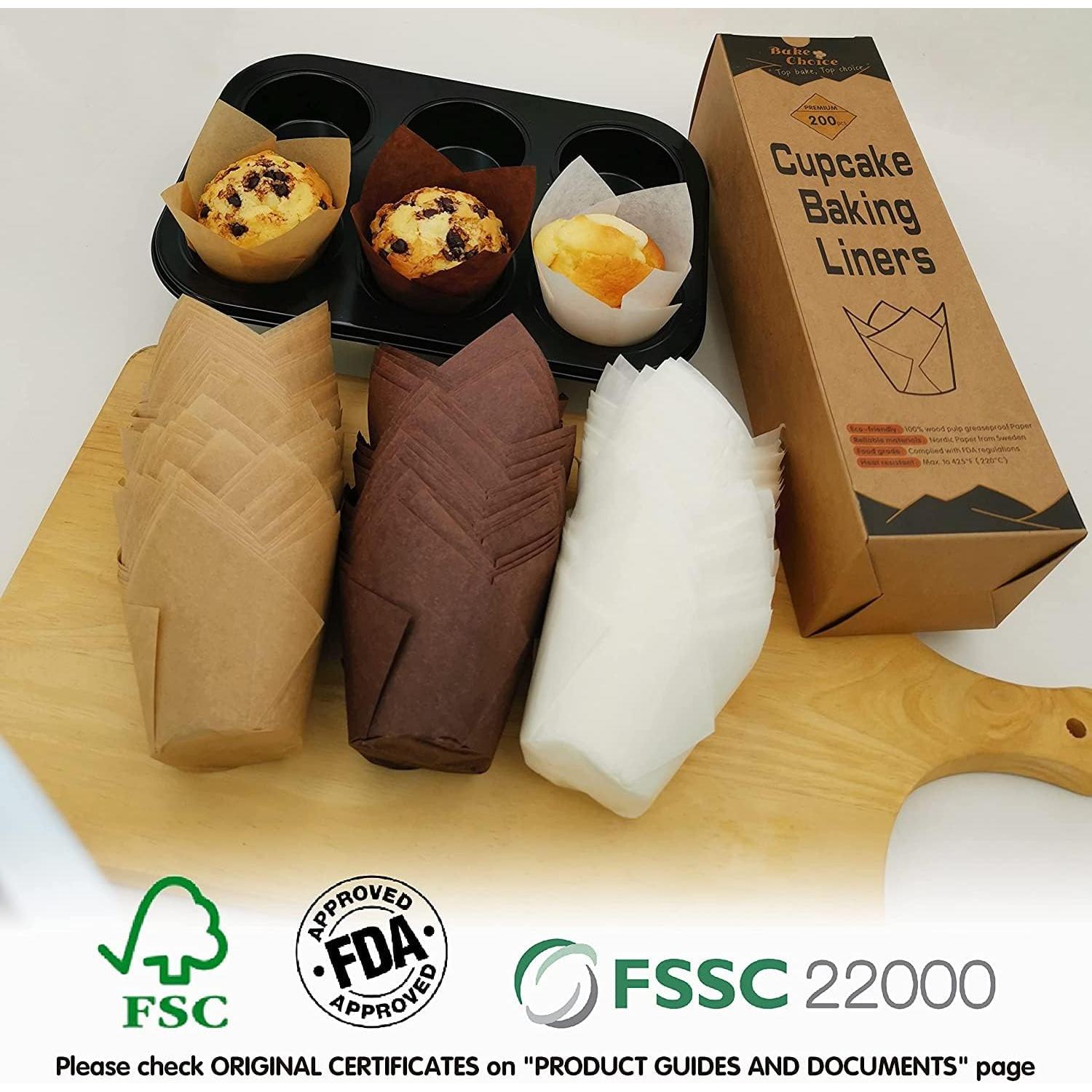 Forros de Cupcake Tulipán Bake Choice 200 Piezas Marrón