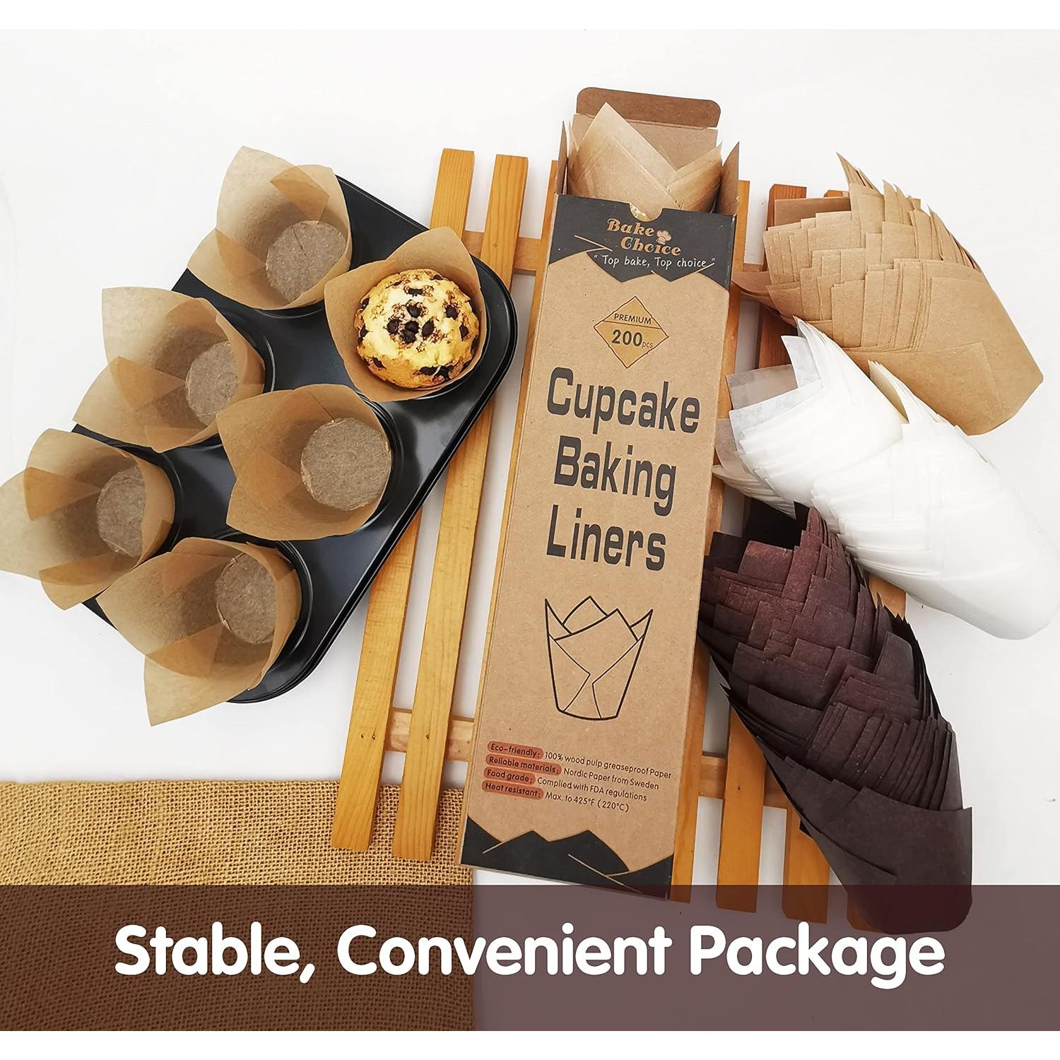 Forros de Cupcake Tulipán Bake Choice 200 Piezas Marrón