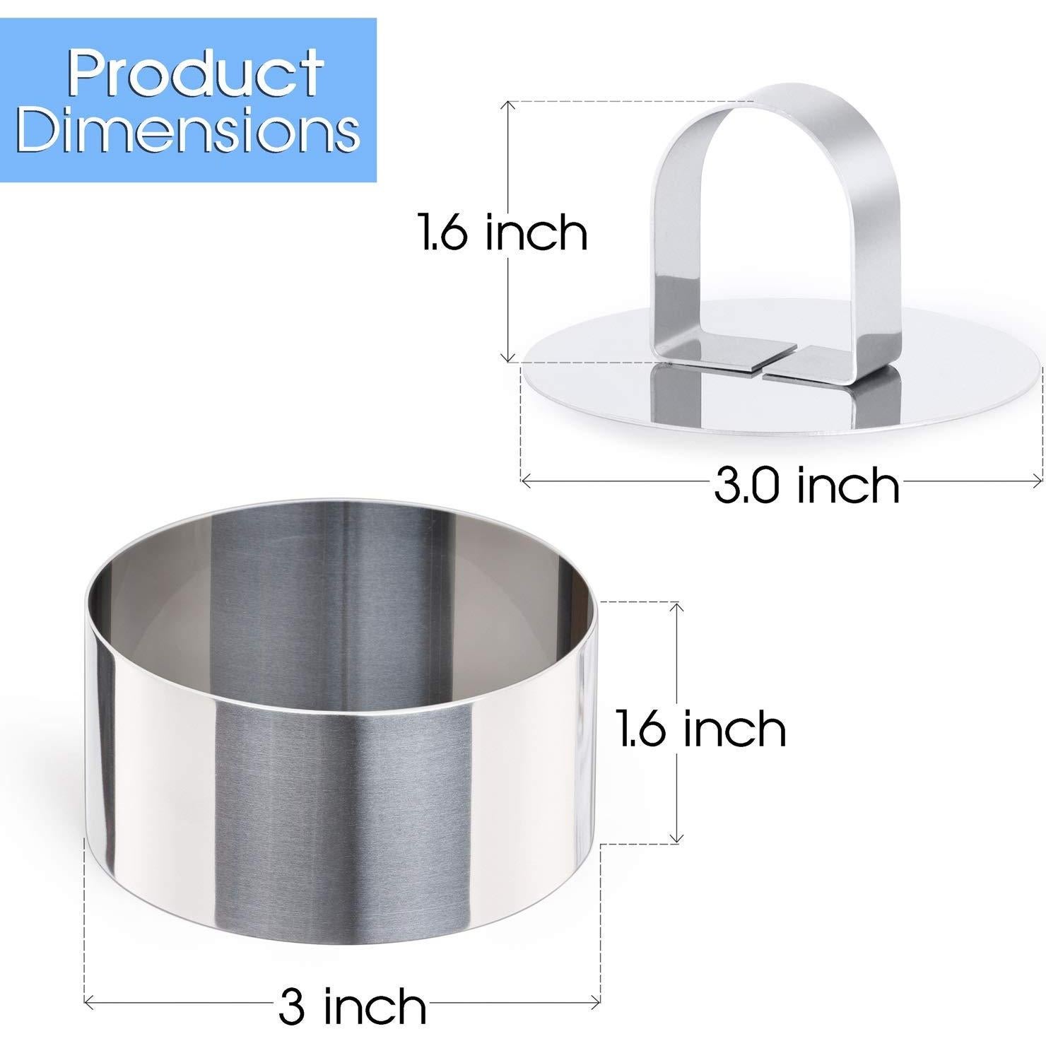 Molde Redondo para Pasteles HULISEN 3" Acero Inoxidable