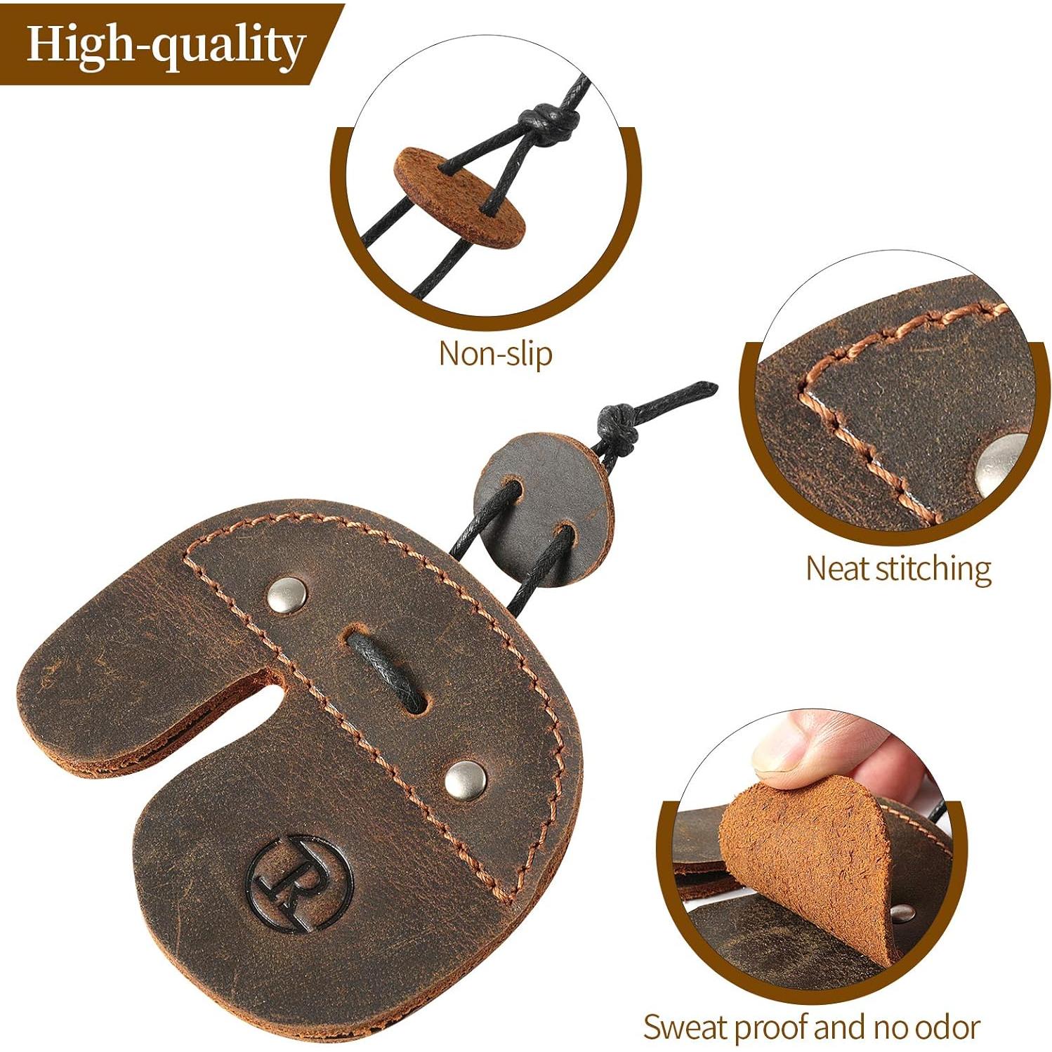 Tab de Dedo de Arquería Ringsun, Protector de Cuero Negro 7.62x6.99cm