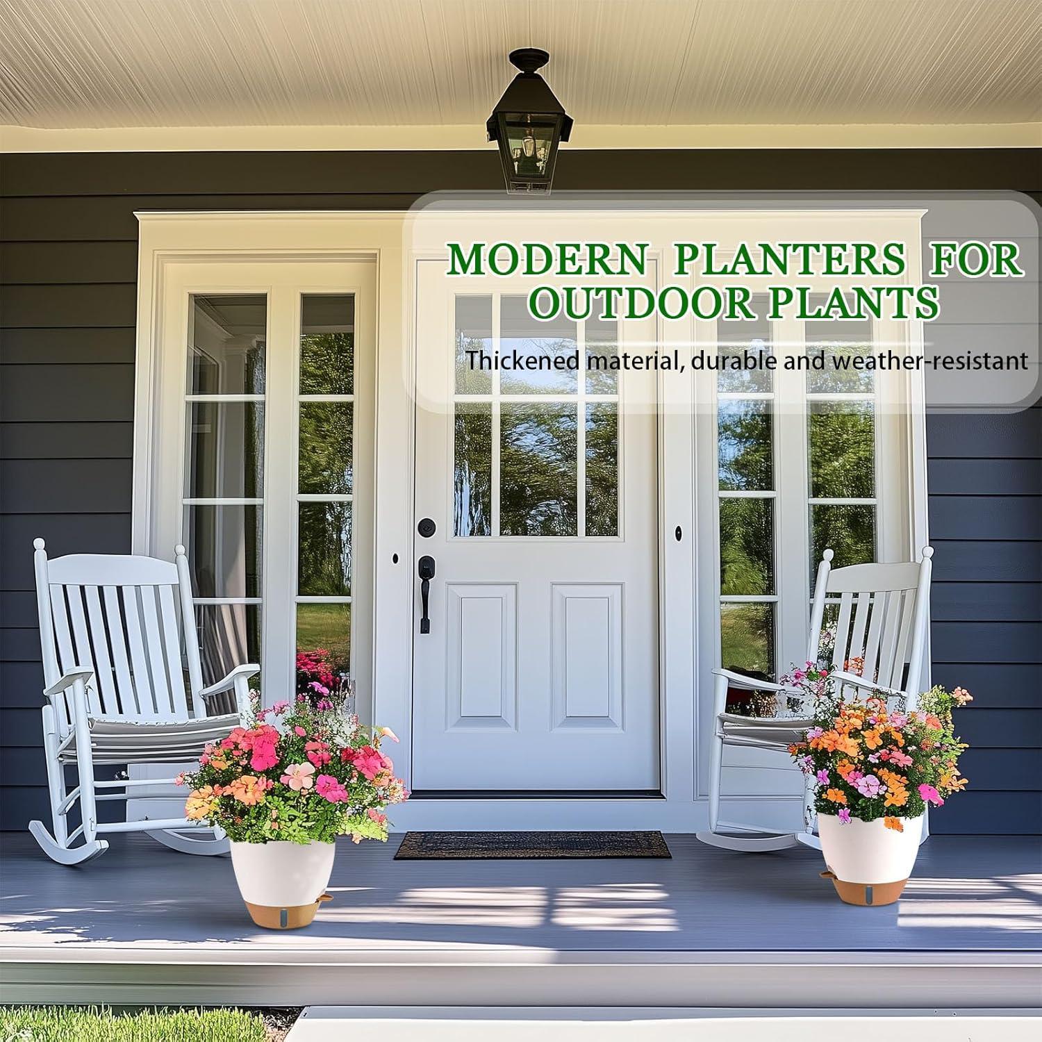 Macetas de Autorriego Fielda 30/25/20 cm Blancas