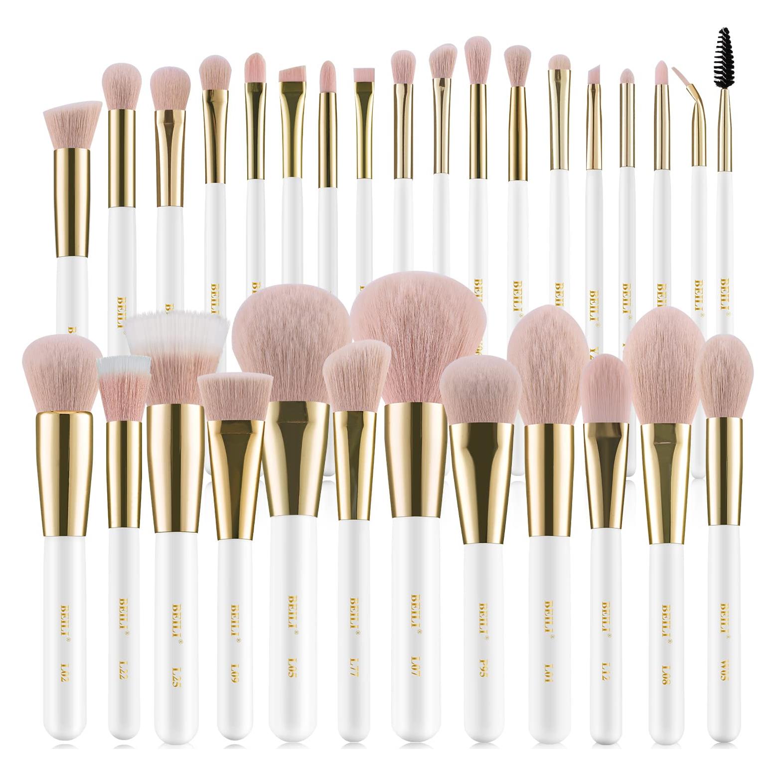 Conjunto de Brochas de Maquillaje BEILI 30 Piezas Veganas Rosa