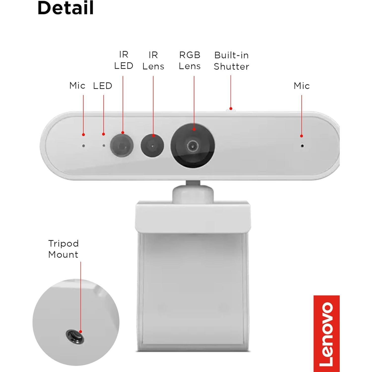 Cámara Web Lenovo 510 FHD - HD 1080p, Zoom 4X, 360°