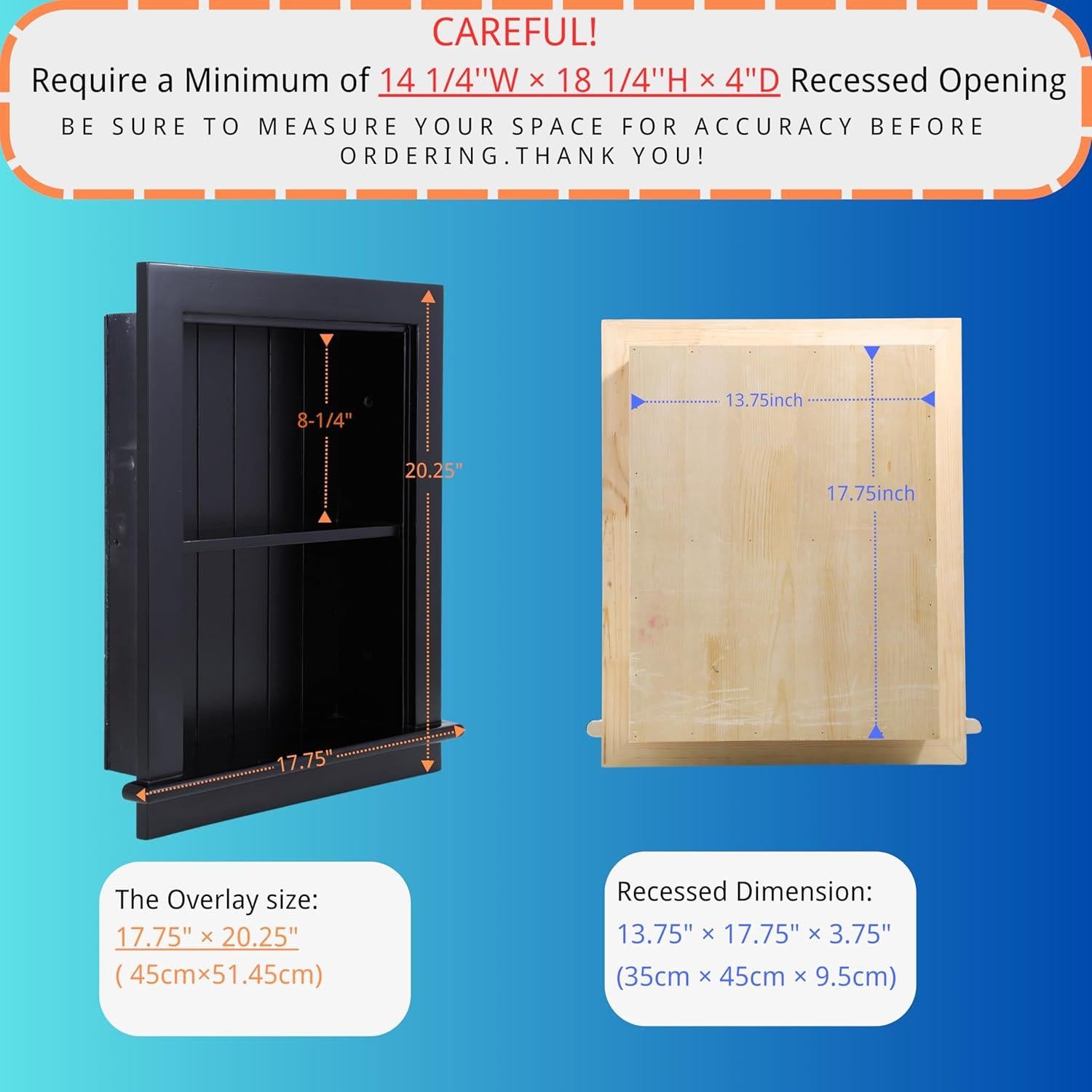 Gabinete de Medicina Empotrado Potter-Island 14x18 Negro