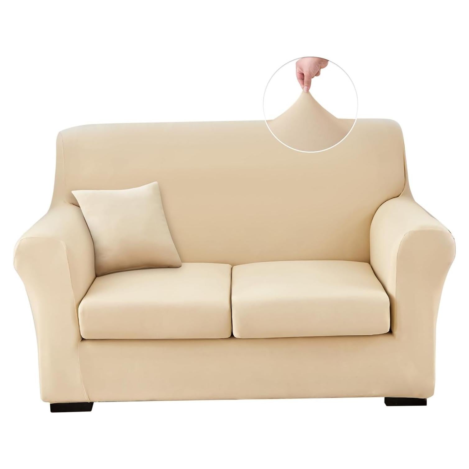 Funda Estirable para Loveseat Keyroal Beige 4 Piezas