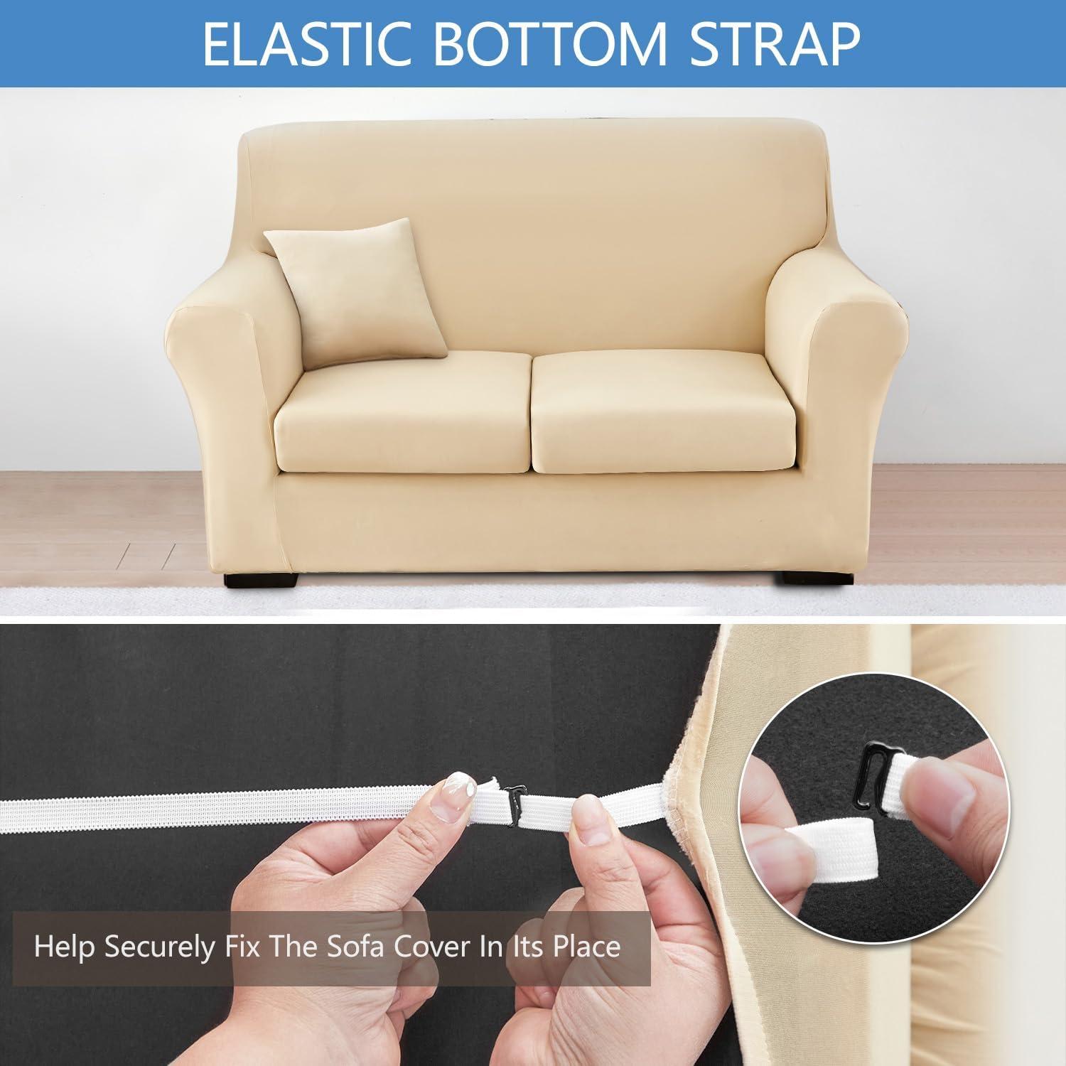 Funda Estirable para Loveseat Keyroal Beige 4 Piezas