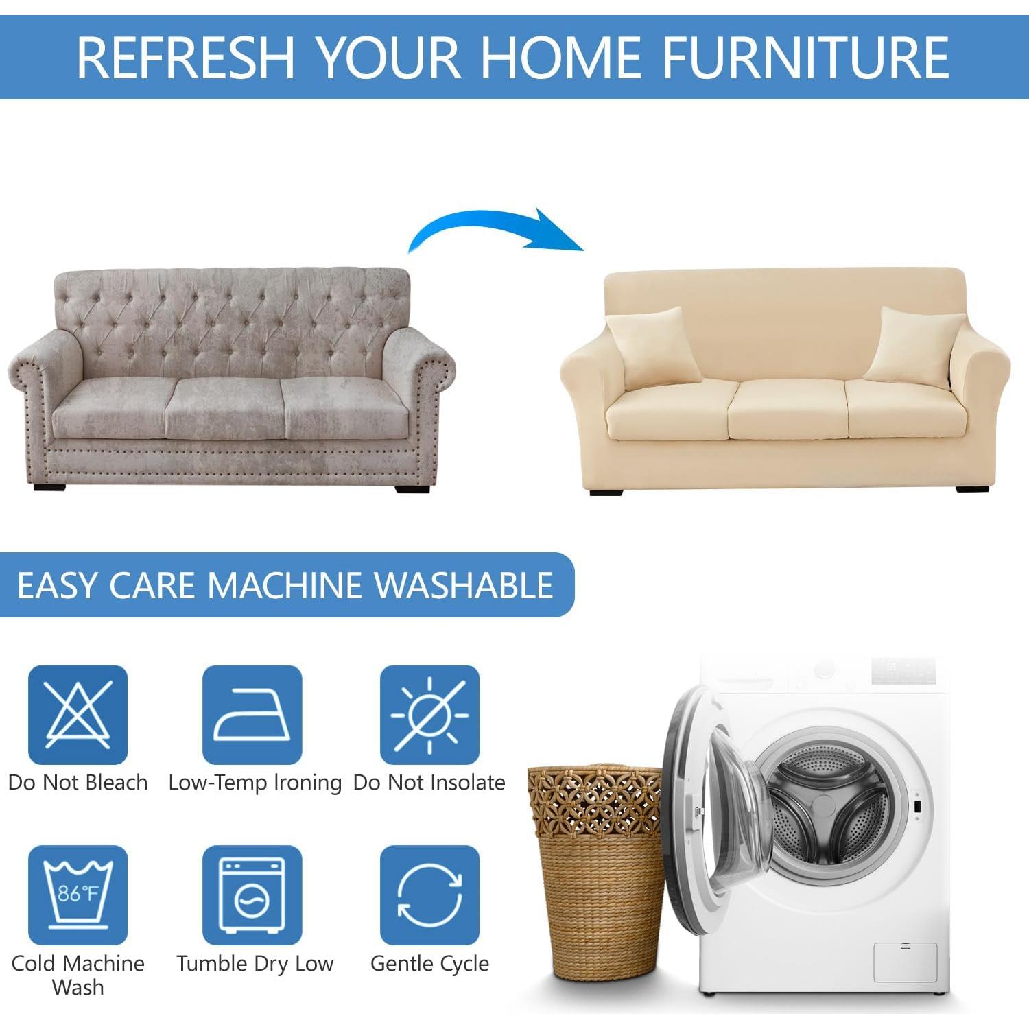 Funda Estirable para Loveseat Keyroal Beige 4 Piezas