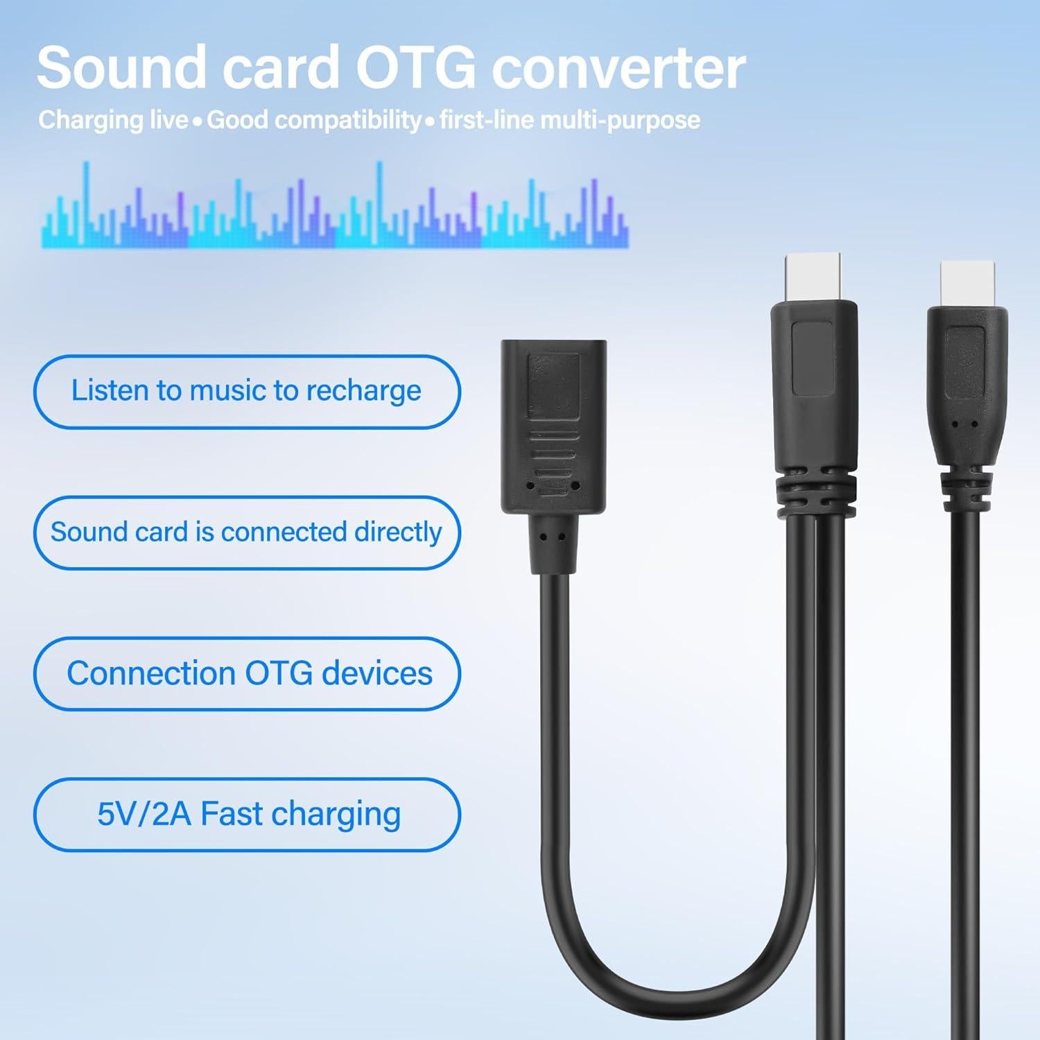 Cable Adaptador USB C 2 en 1 con Tarjeta de Sonido 1m