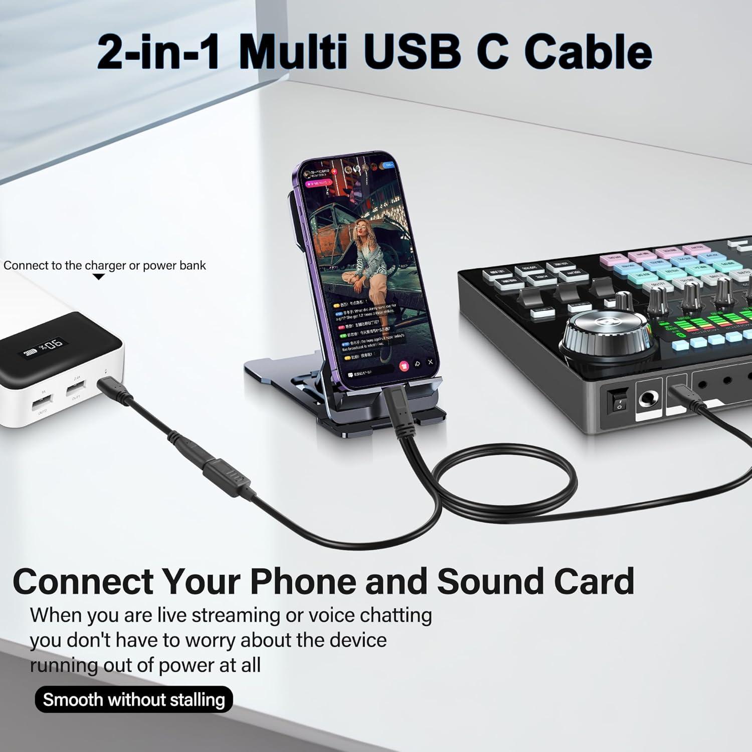 Cable Adaptador USB C 2 en 1 con Tarjeta de Sonido 1m