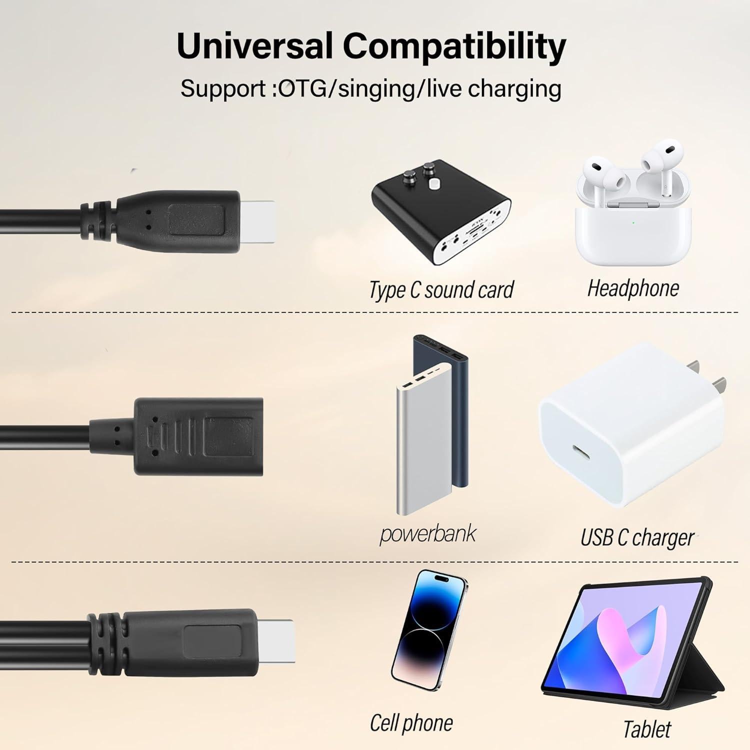 Cable Adaptador USB C 2 en 1 con Tarjeta de Sonido 1m