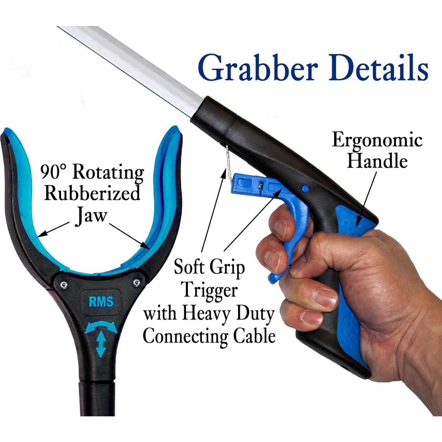 Agarrador Extra Largo RMS 86 cm con Mandíbula Giratoria - Azul